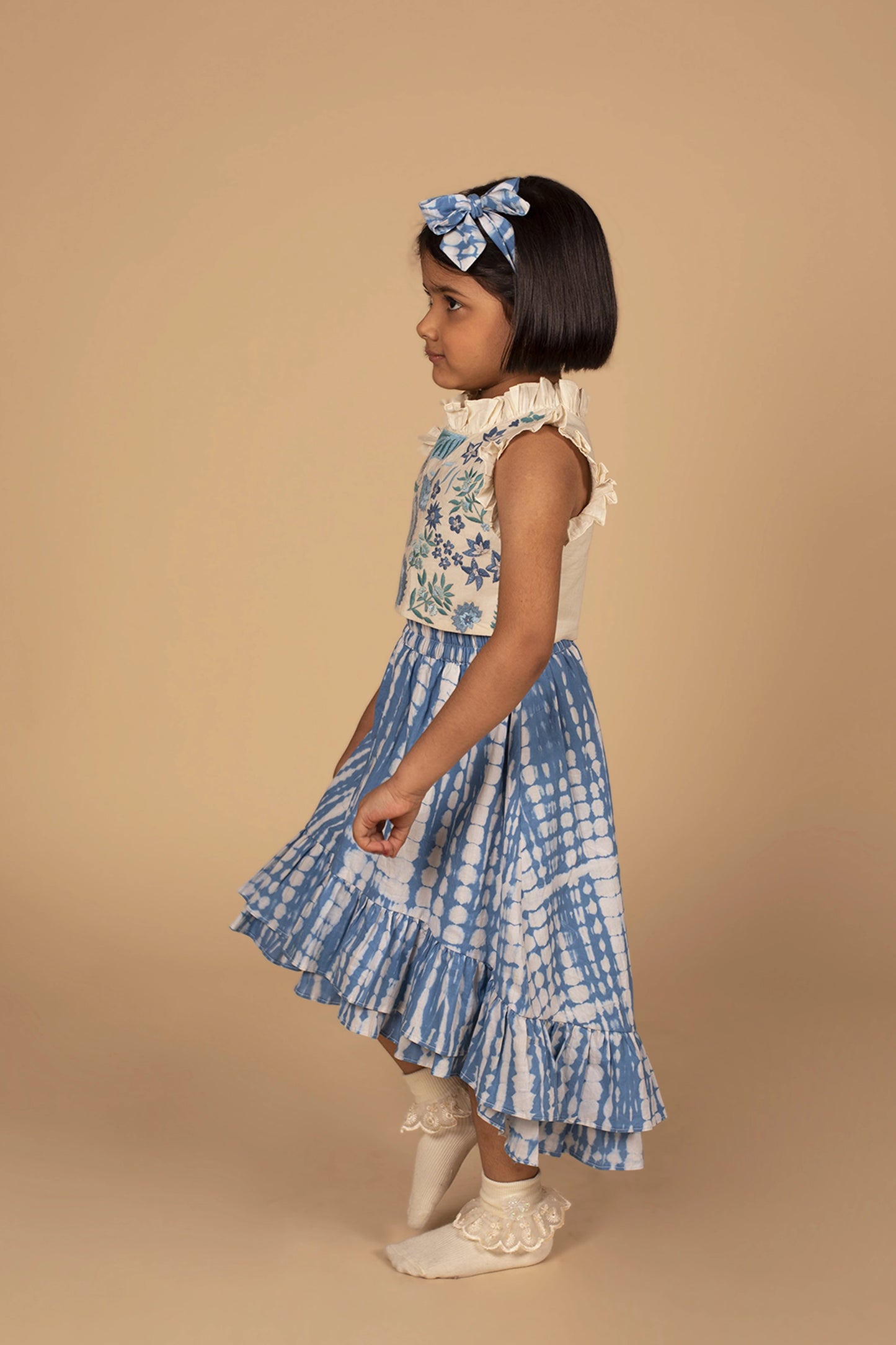 poochkie  blue lehenga set for kids 