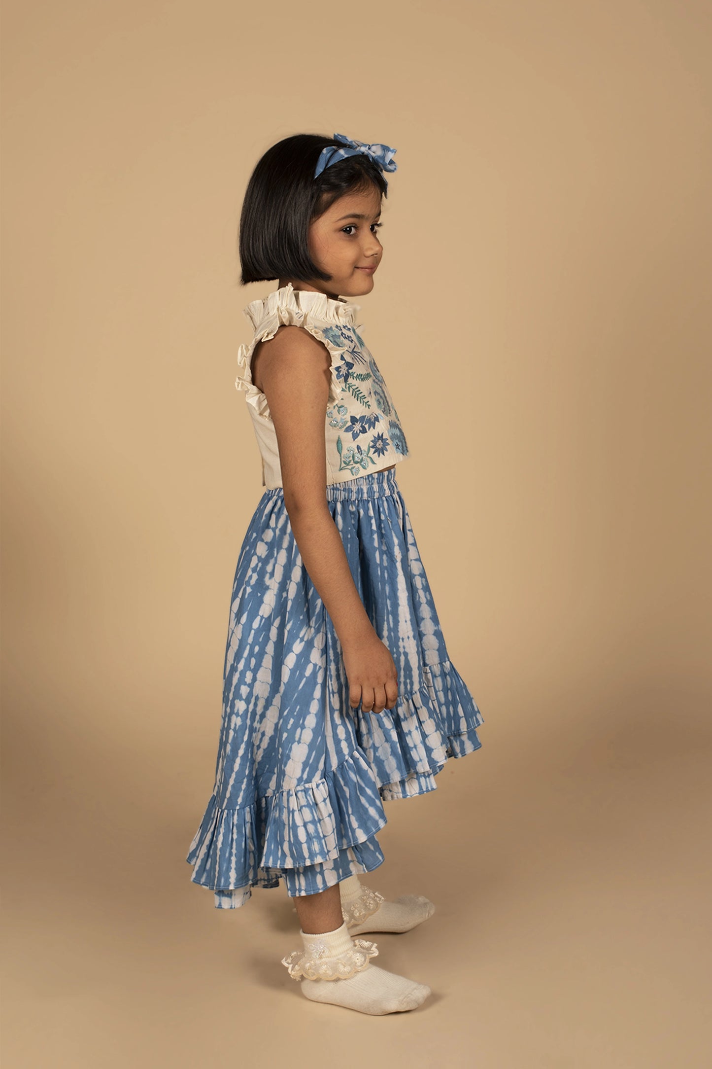 poochkie  blue lehenga set for kids 