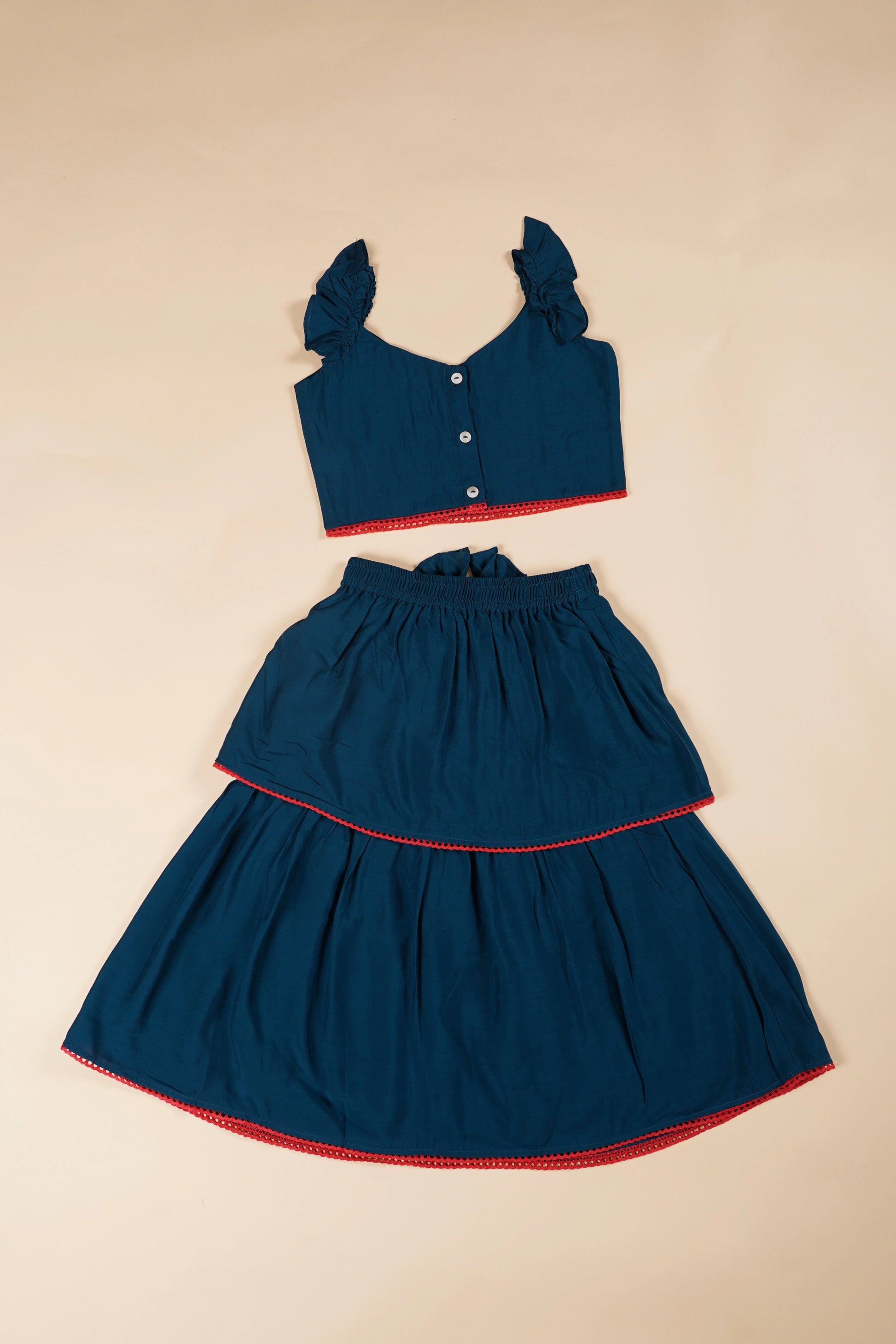 poochkie navy blue lehenga set for kids 