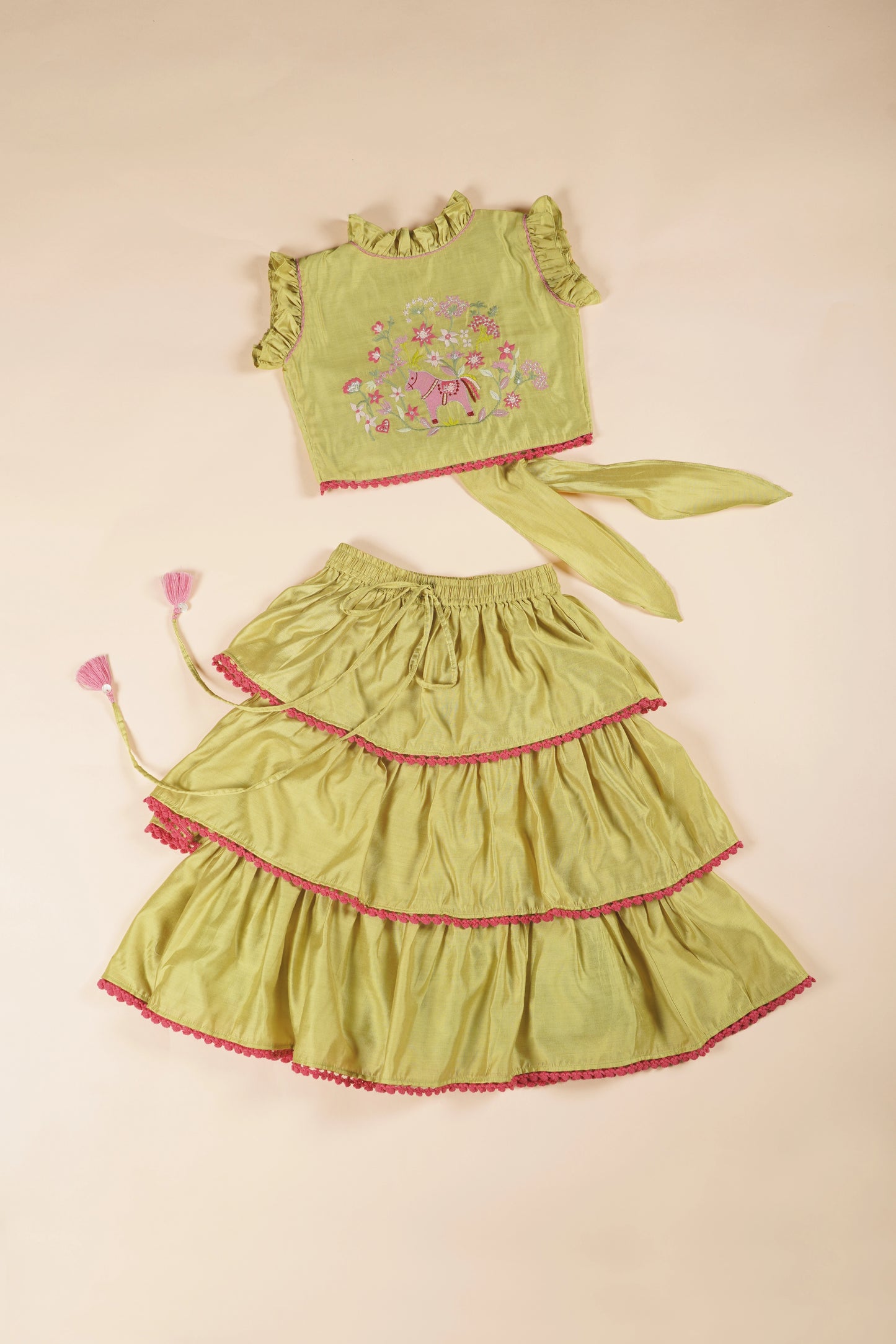 pista colour lehenga set for kids 