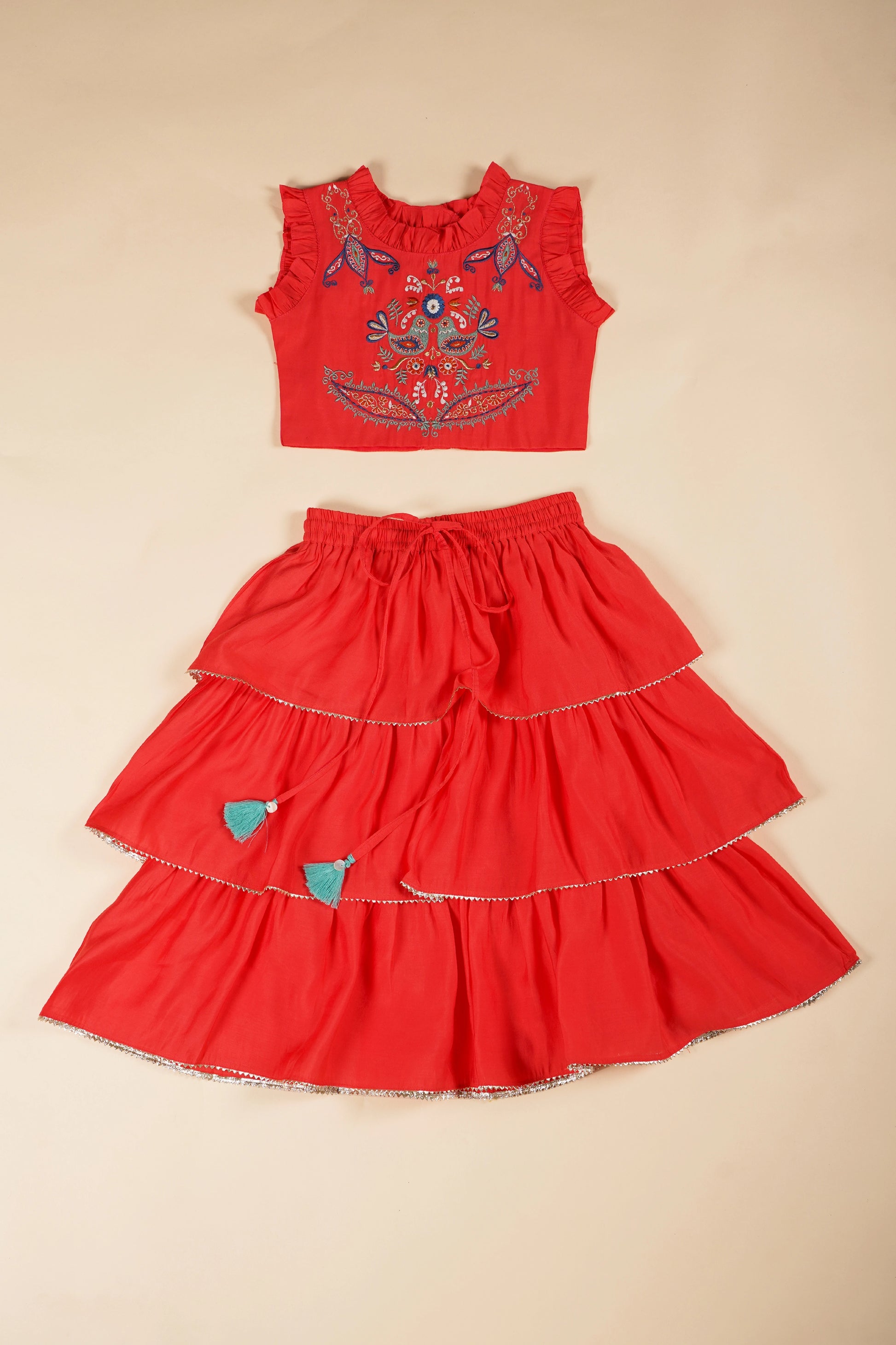 Poochkie red lehenga for kids 