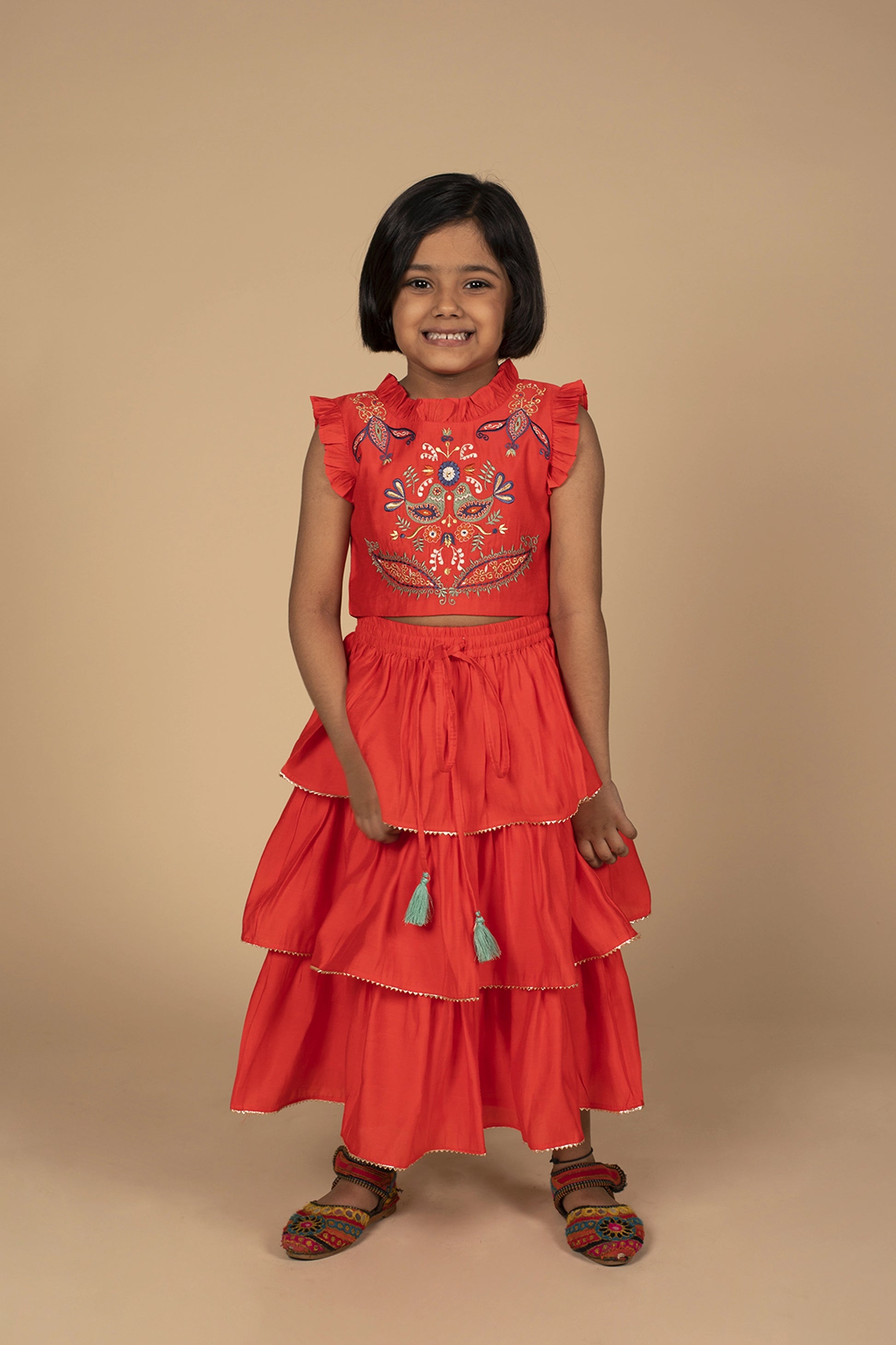 Poochkie red lehenga for kids 