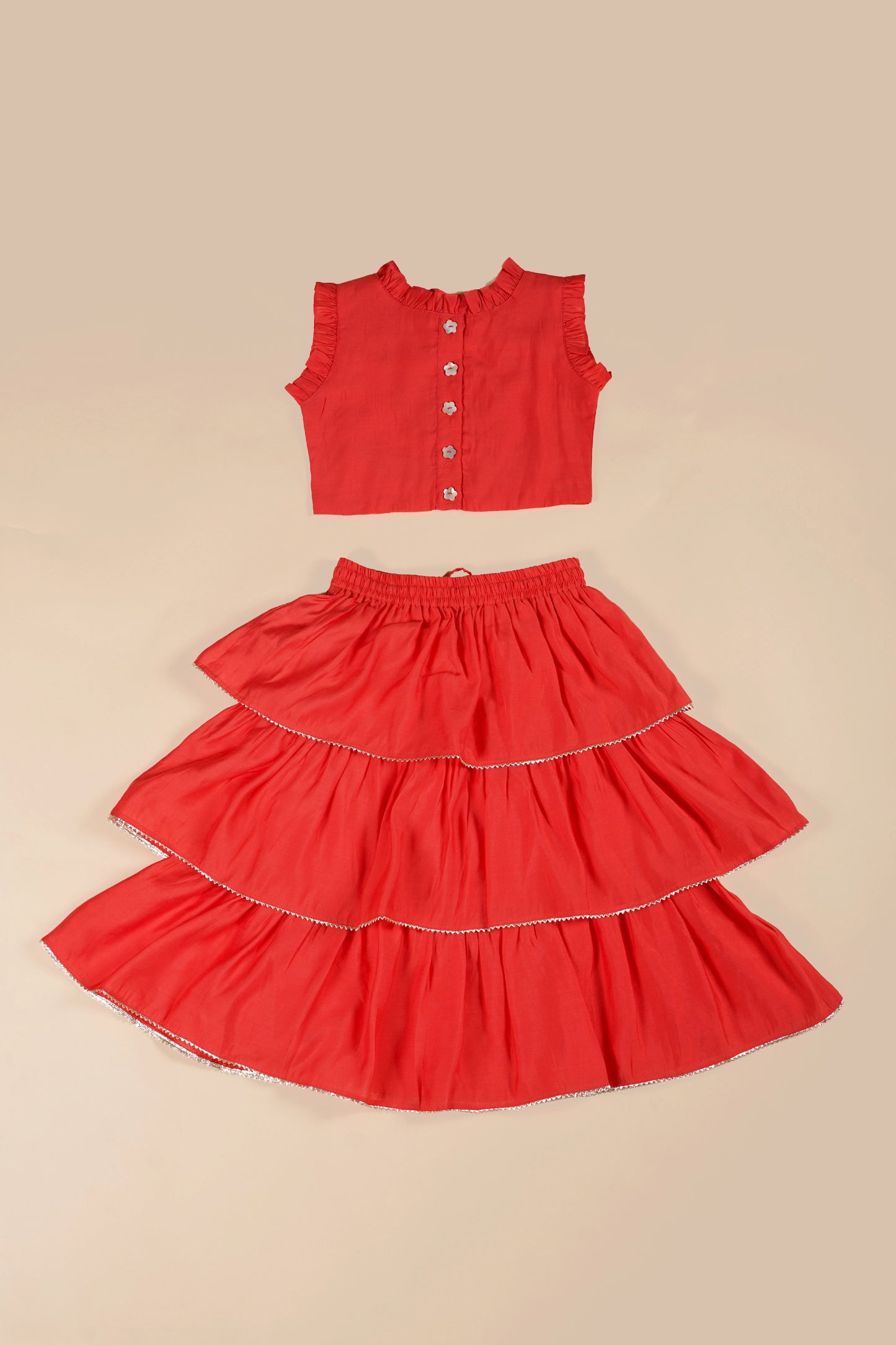 Poochkie red lehenga for kids 