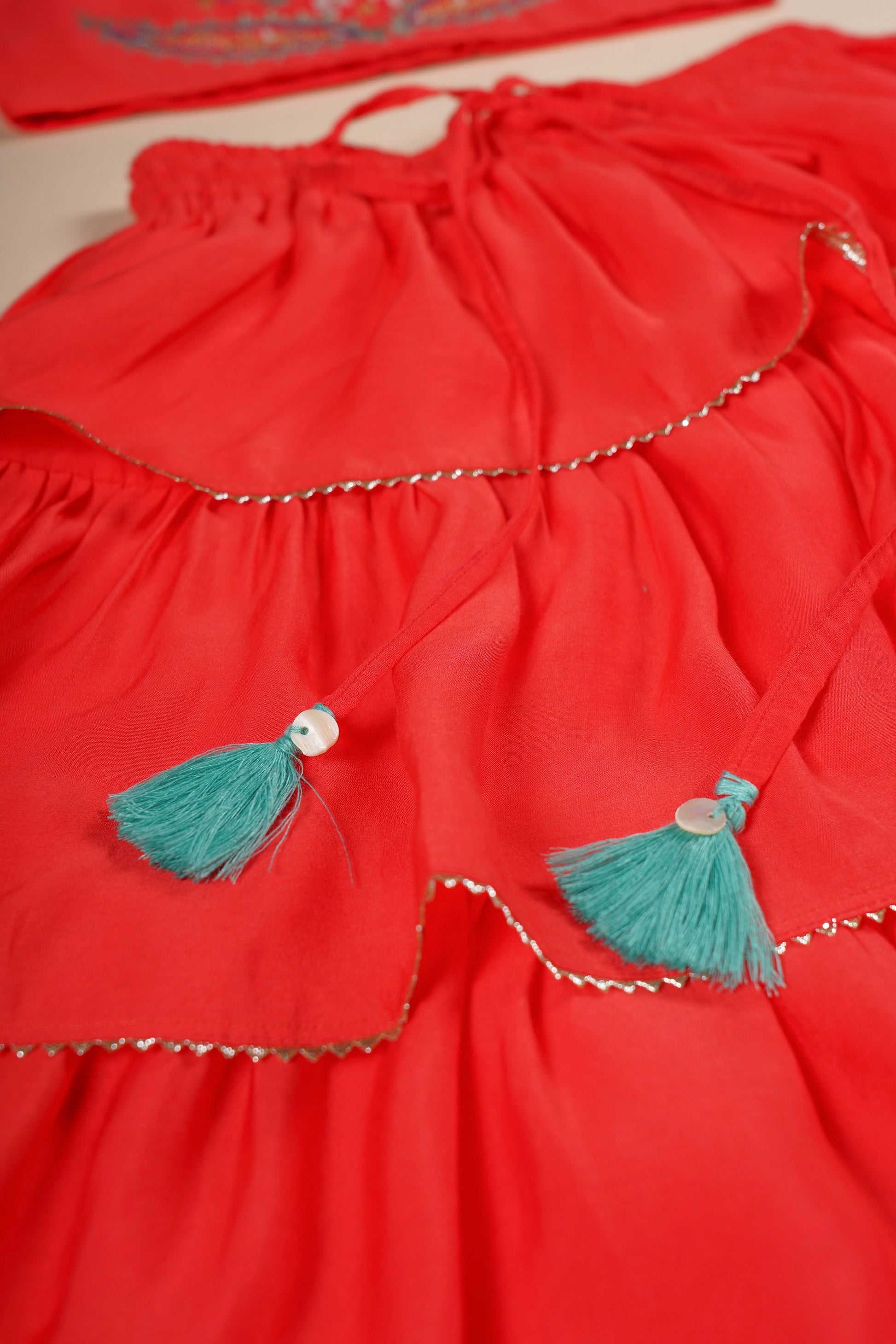 Poochkie red lehenga for kids 