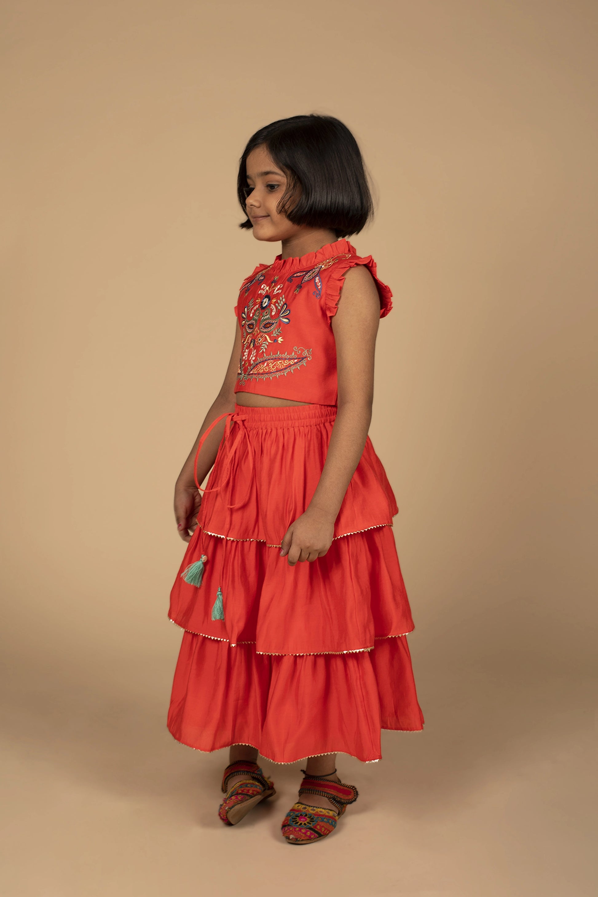 Poochkie red lehenga for kids 