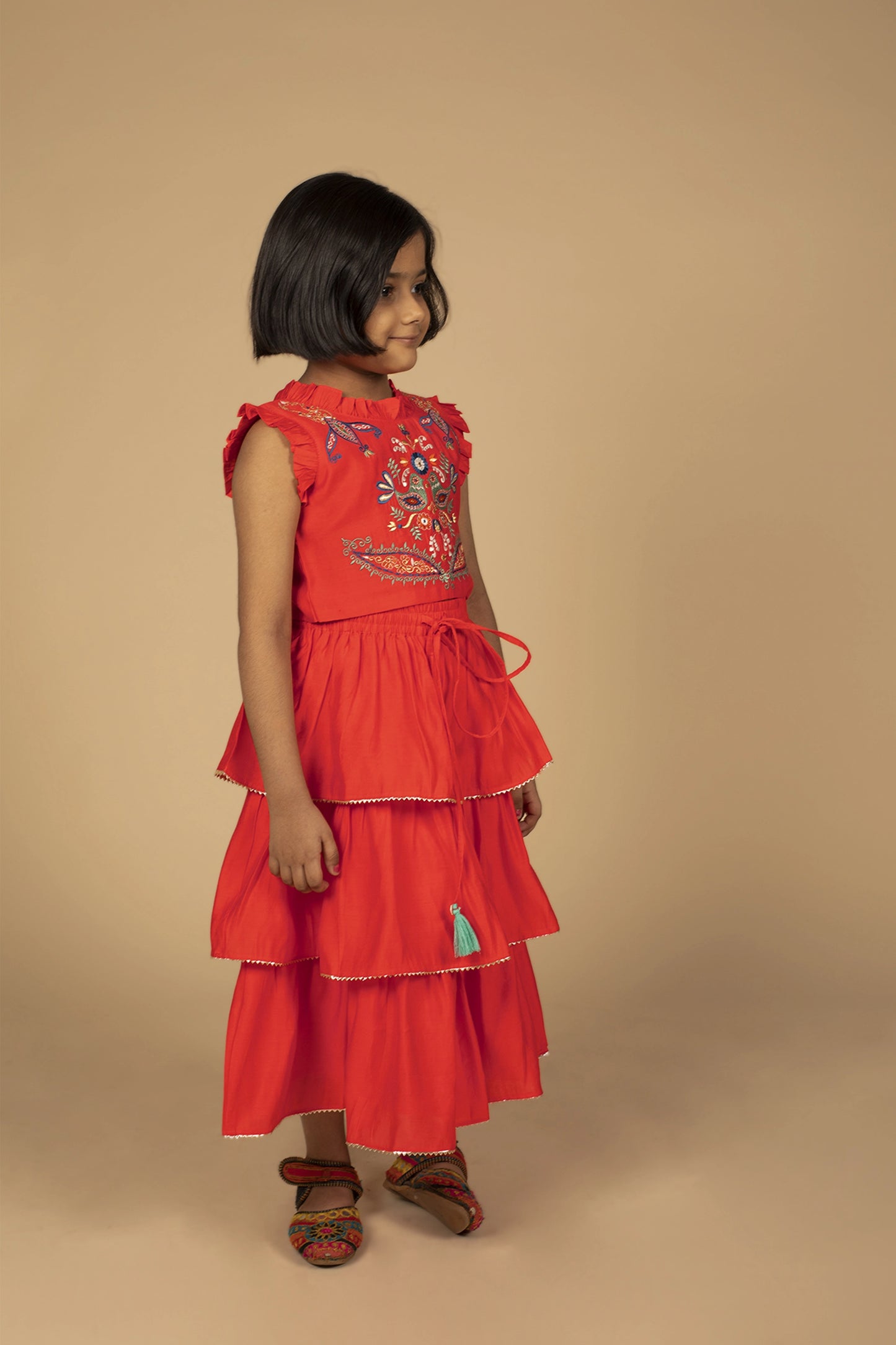 Poochkie red lehenga for kids 