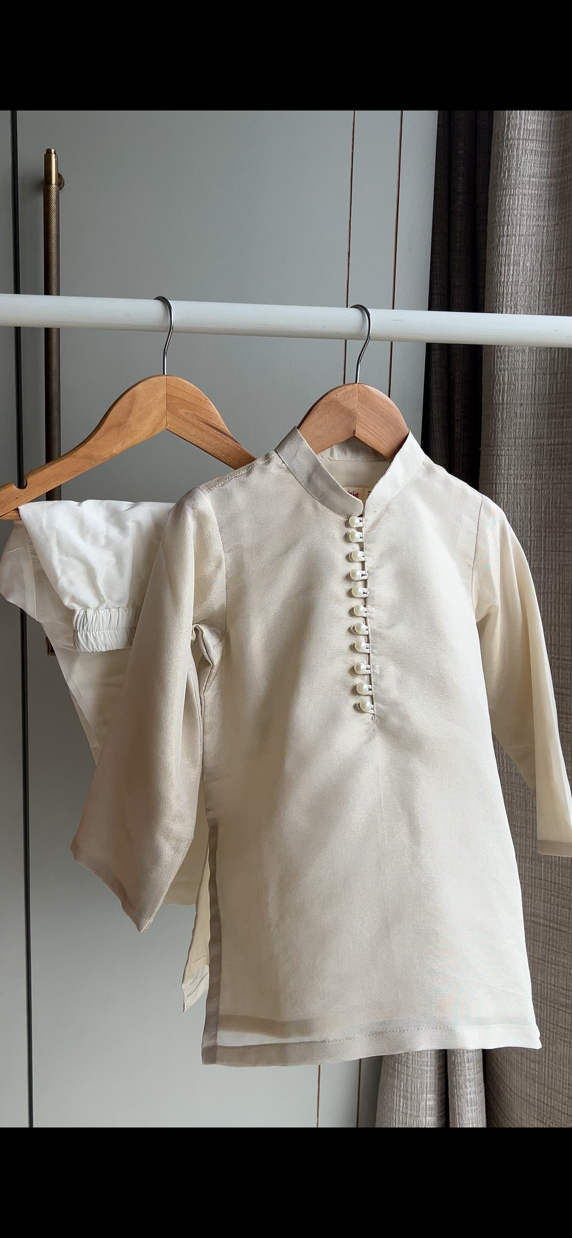 Shimmery Ivory Kurta With Front Open Gota Embroidered Jacket And Pyjama