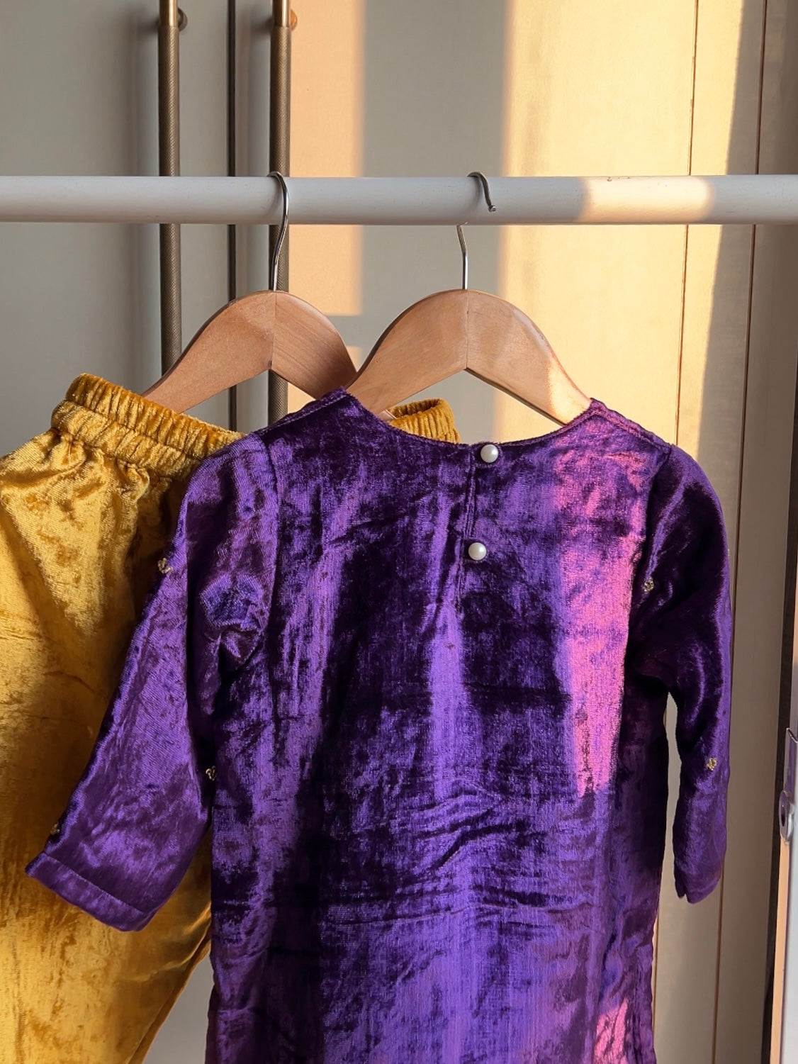 Mahira Purple Velvet Zardozi Kurti Set