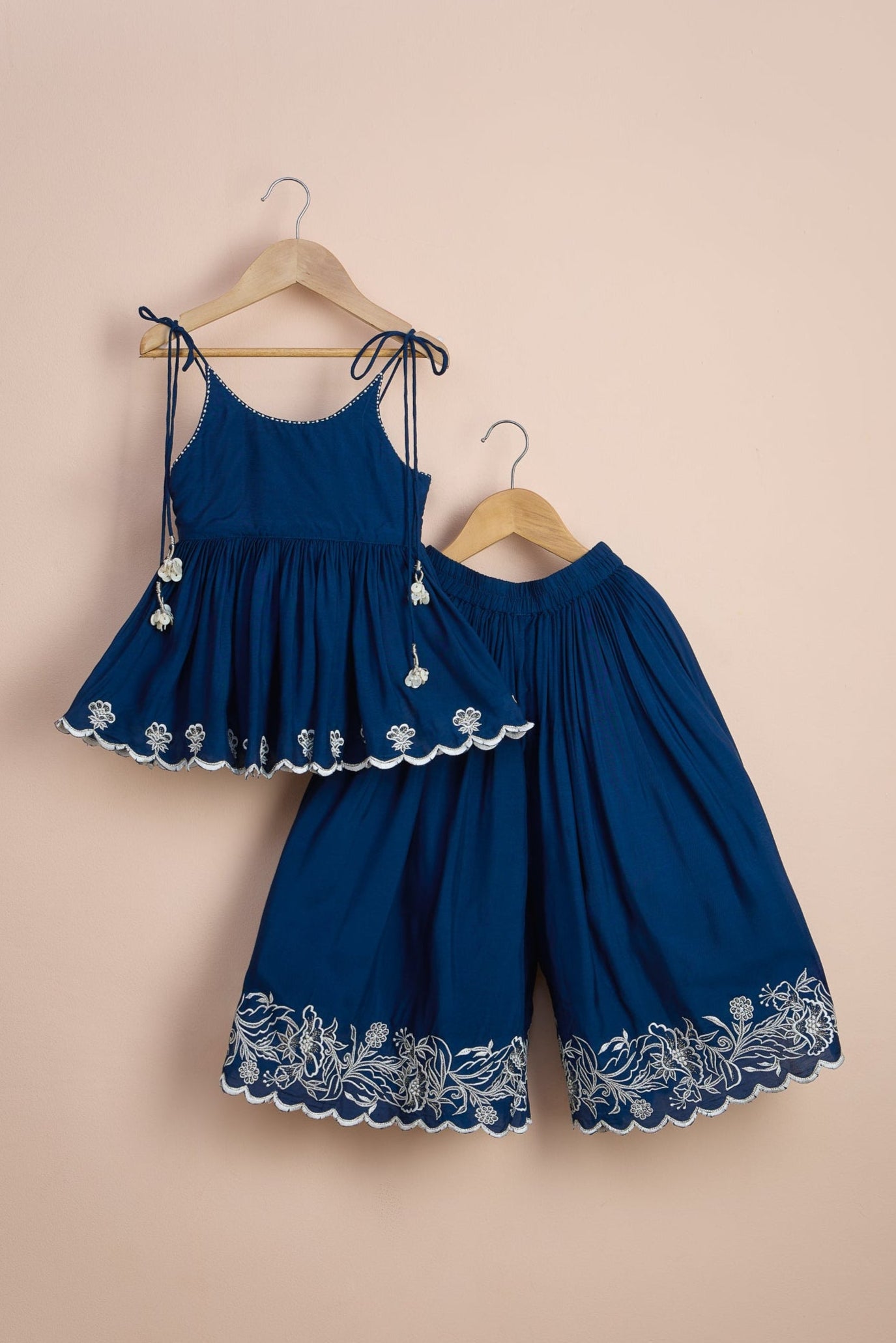 Bahara Blue Embroidered Top And Palazzo