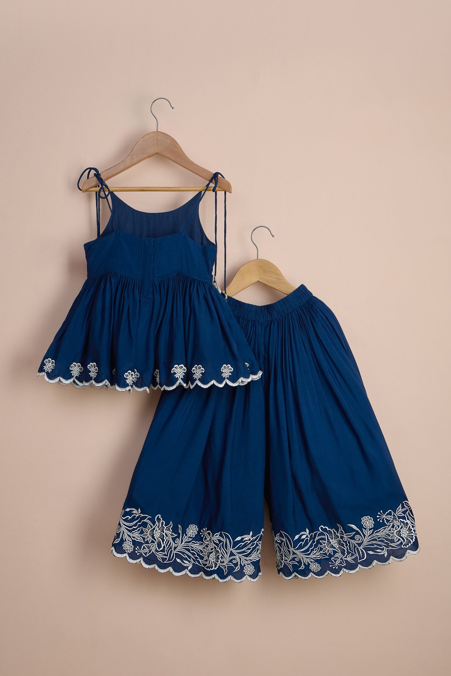 Bahara Blue Embroidered Top And Palazzo