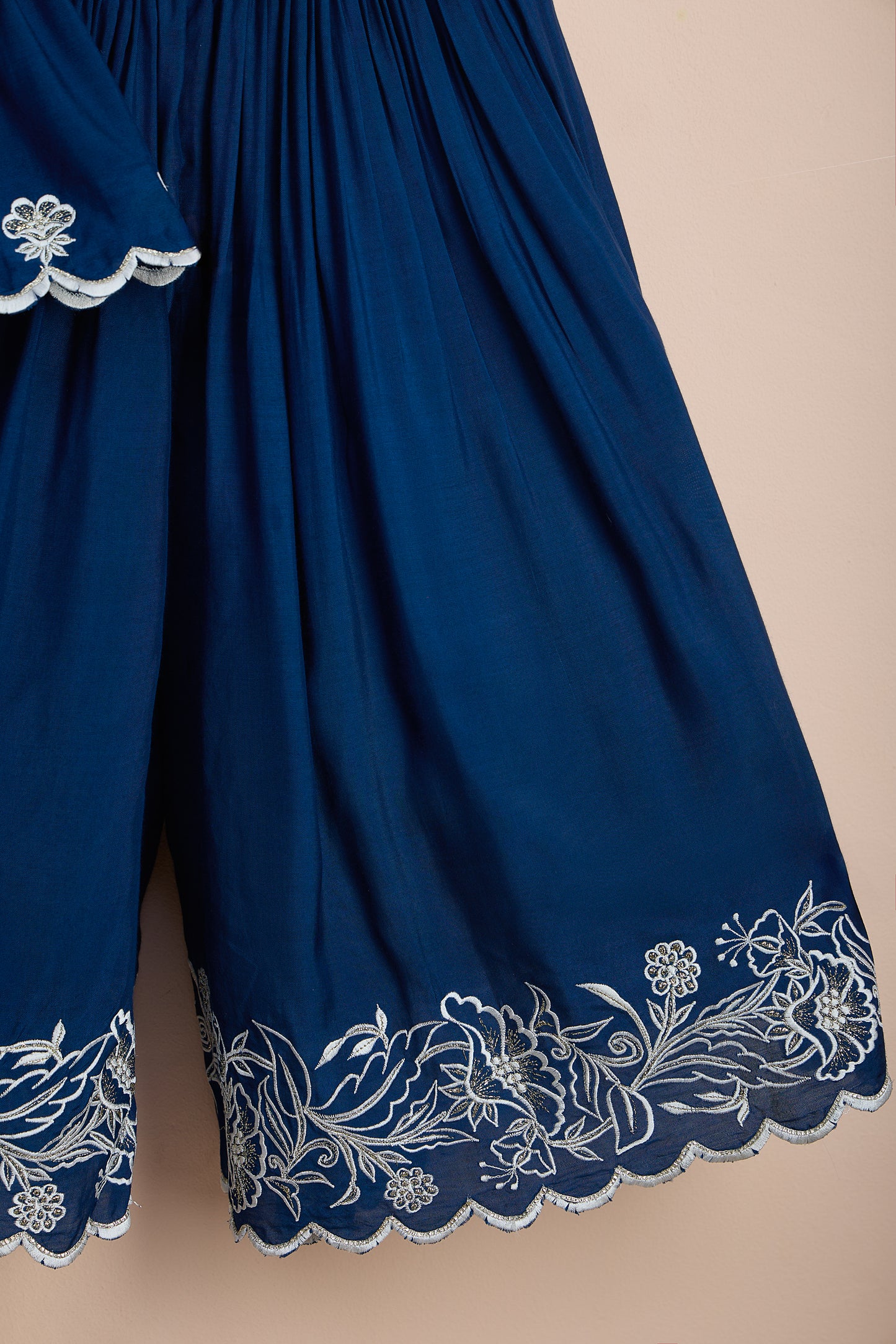 Bahara Blue Embroidered Top And Palazzo