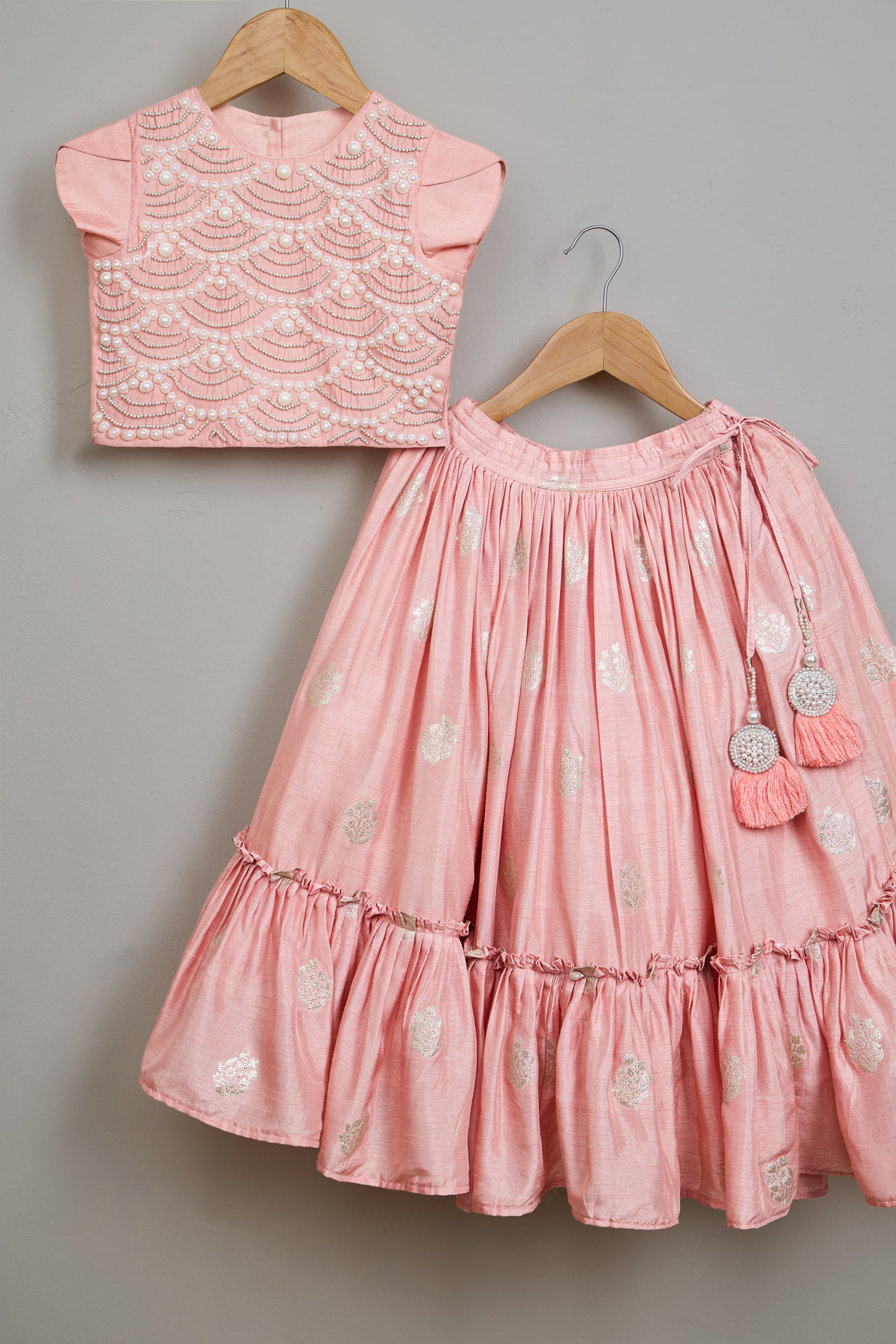 Gul Embellished Embroidered Pink Top And Brocade Lehenga