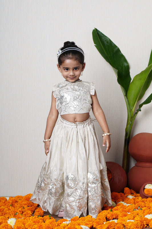 Cauvery Gota Work Embroidered Top And Lehenga