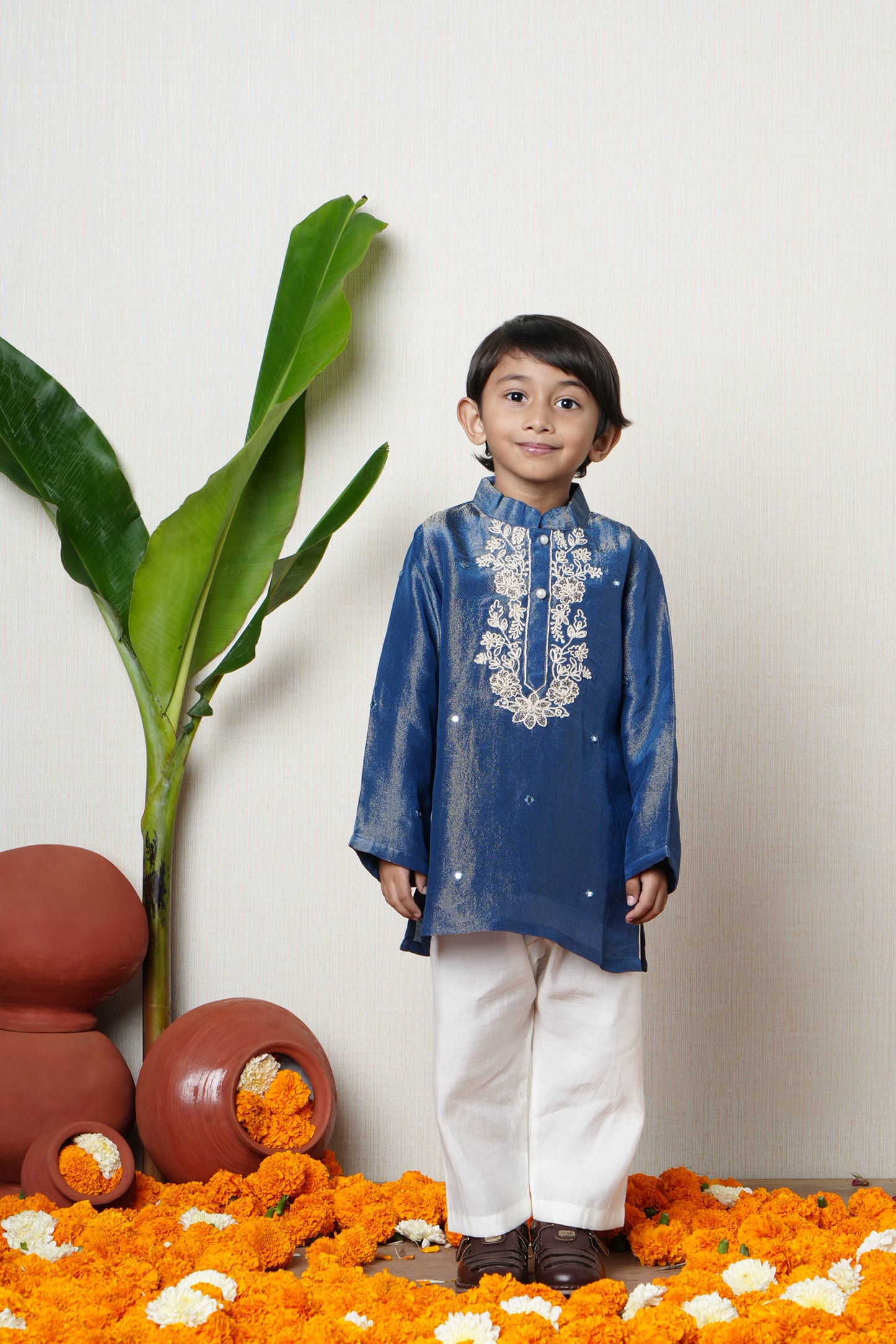 Blue Dori-Embroidered Boys Kurta Set