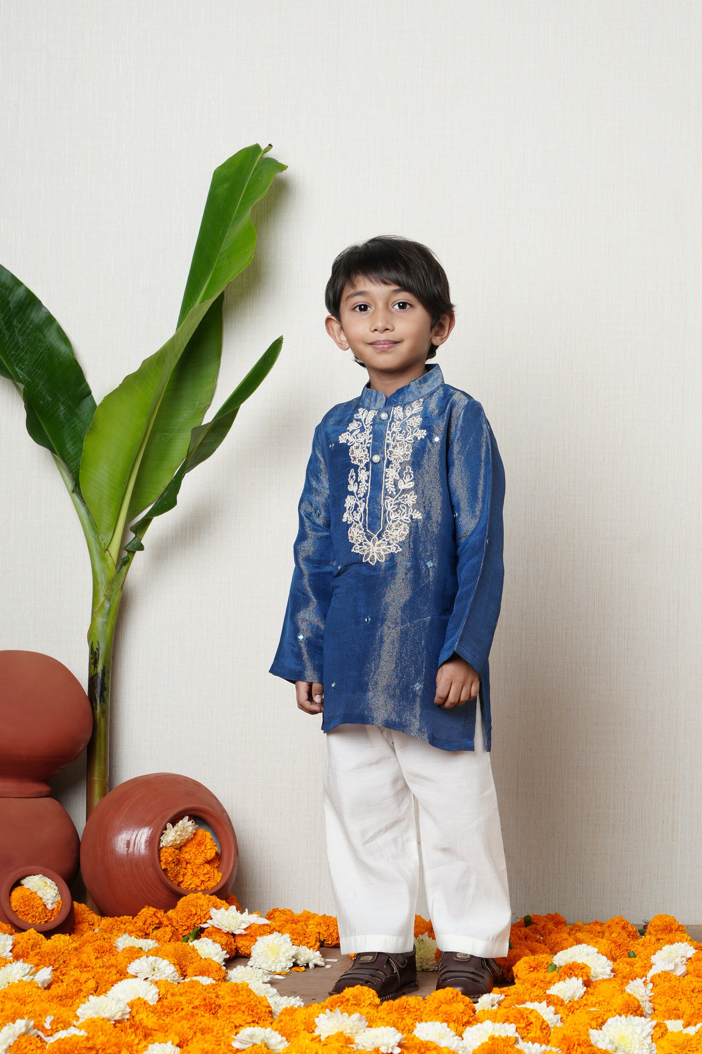 Blue Dori-Embroidered Boys Kurta Set