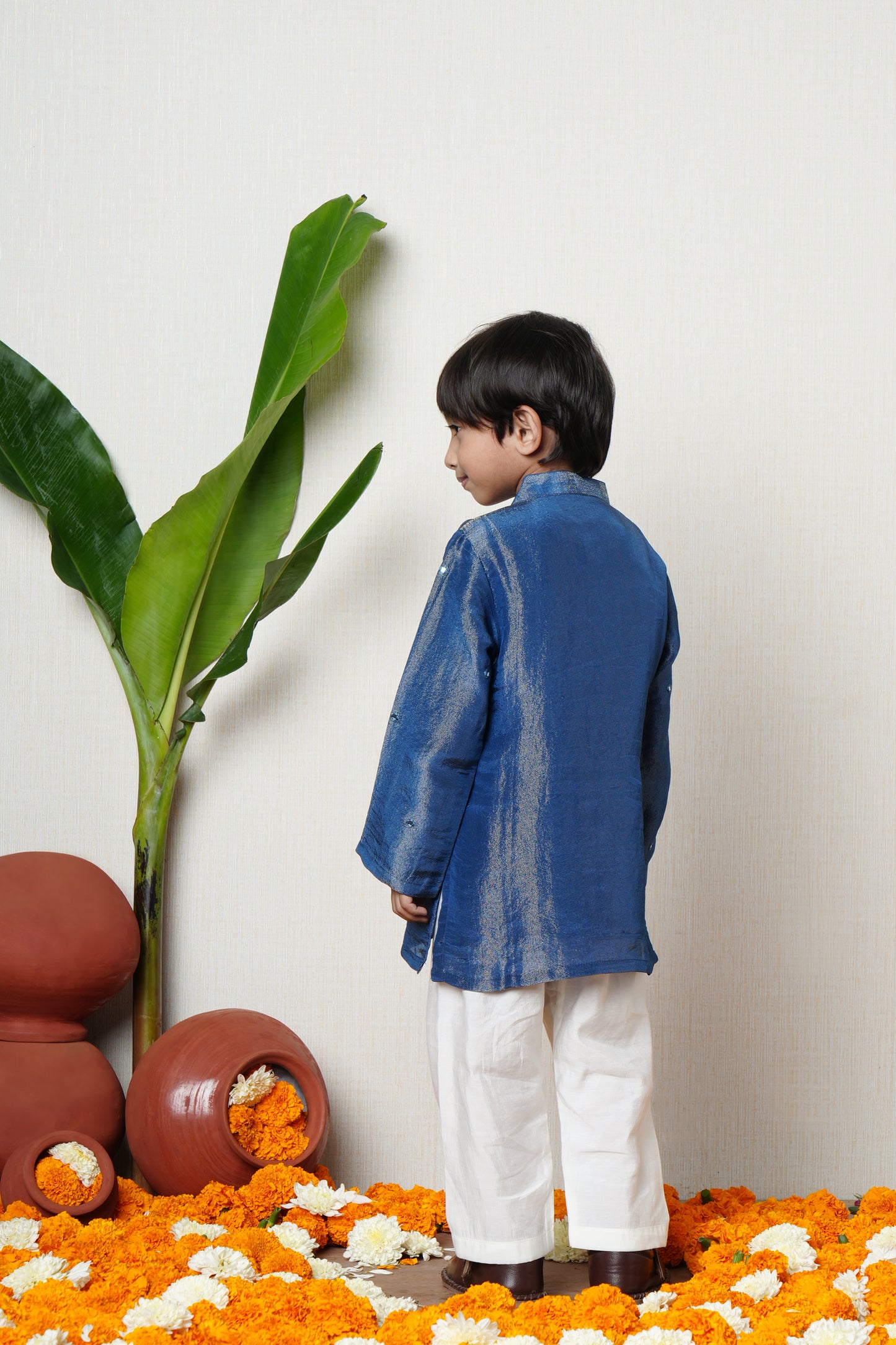 Blue Dori-Embroidered Boys Kurta Set