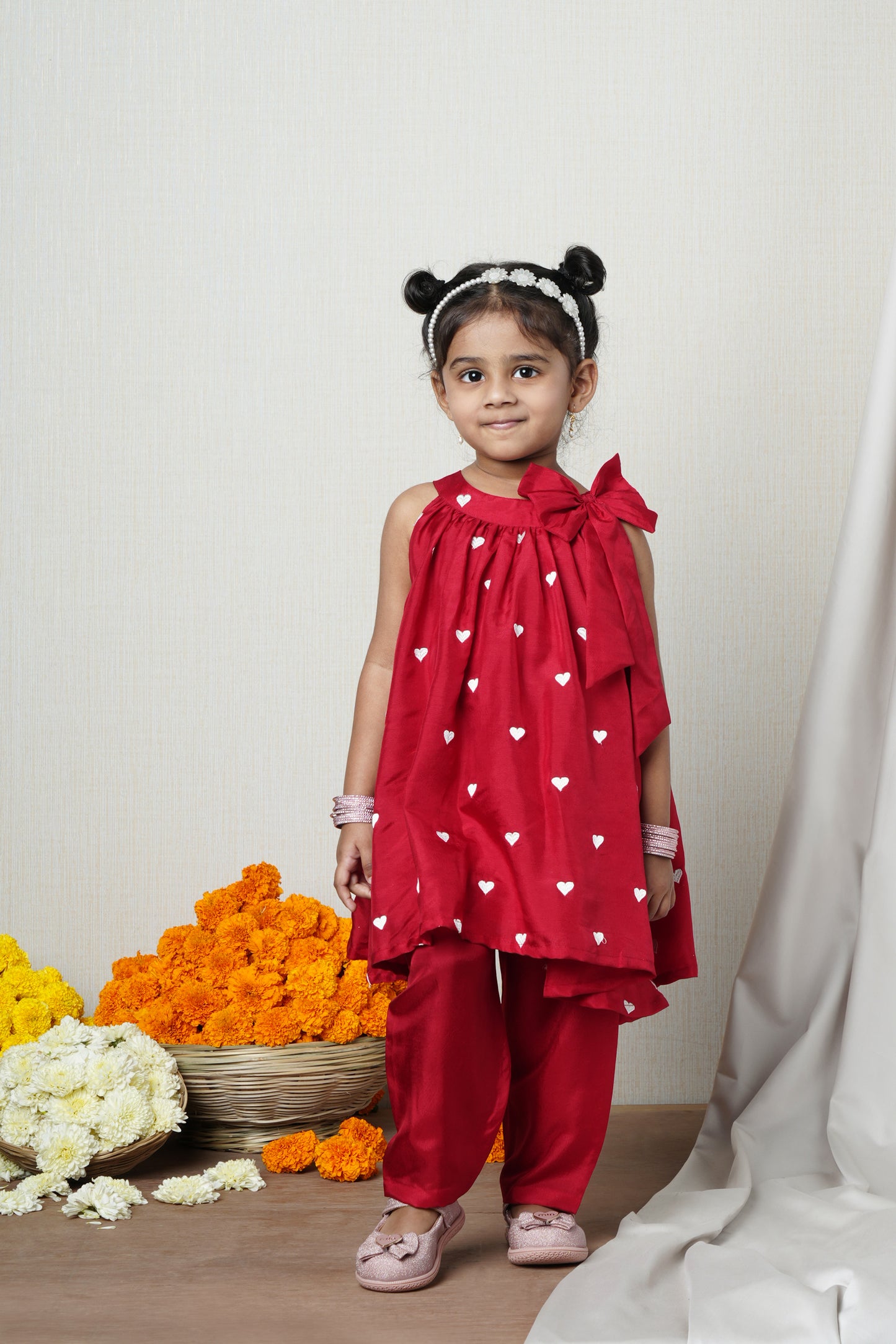 Little Hearts Bow Co-ord Set (Ready To Ship)