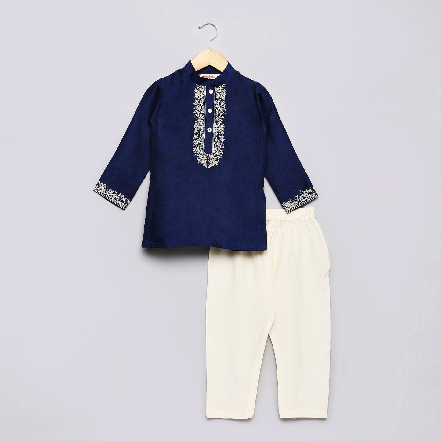 Embroidered midnight blue kurta & pant set