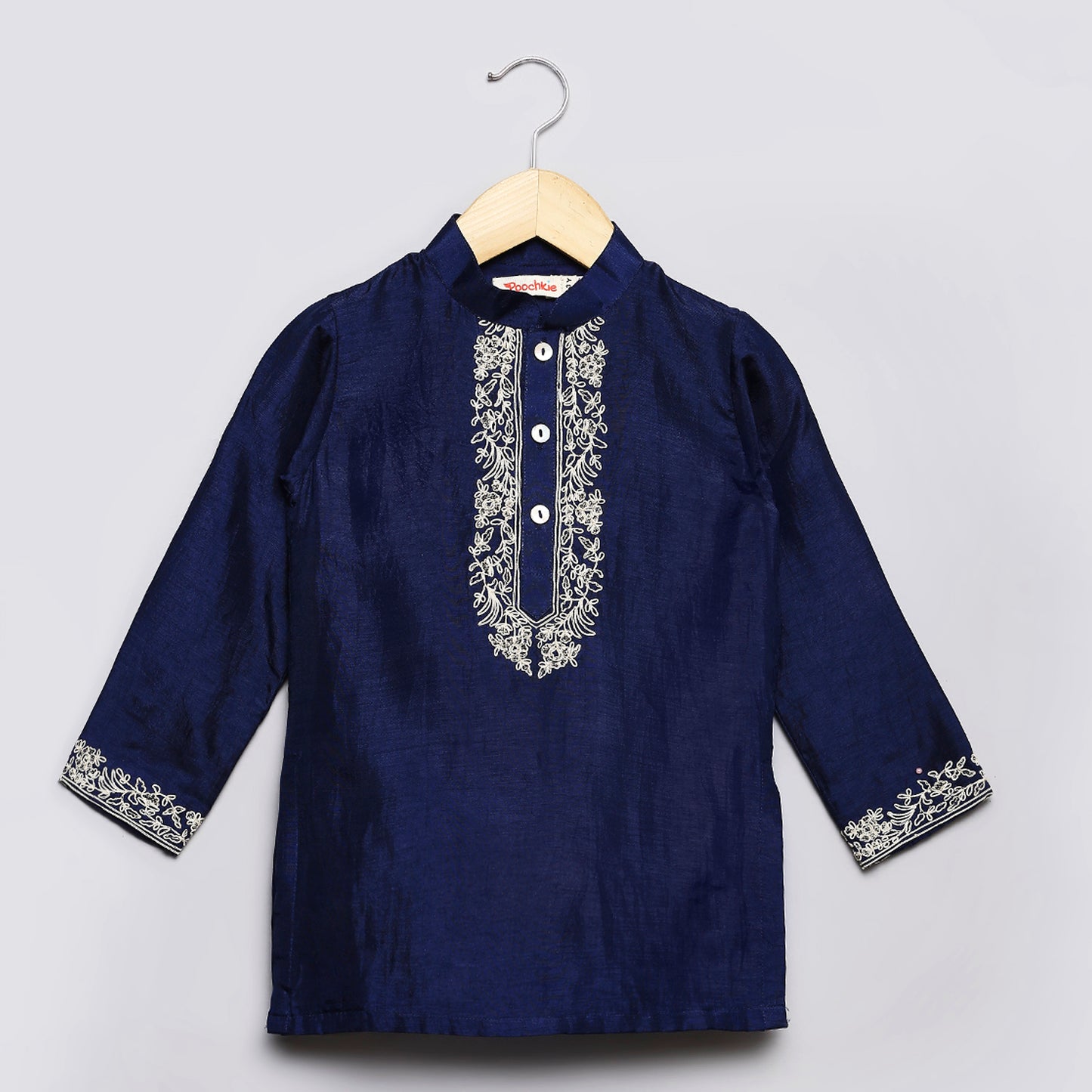 Embroidered midnight blue kurta & pant set