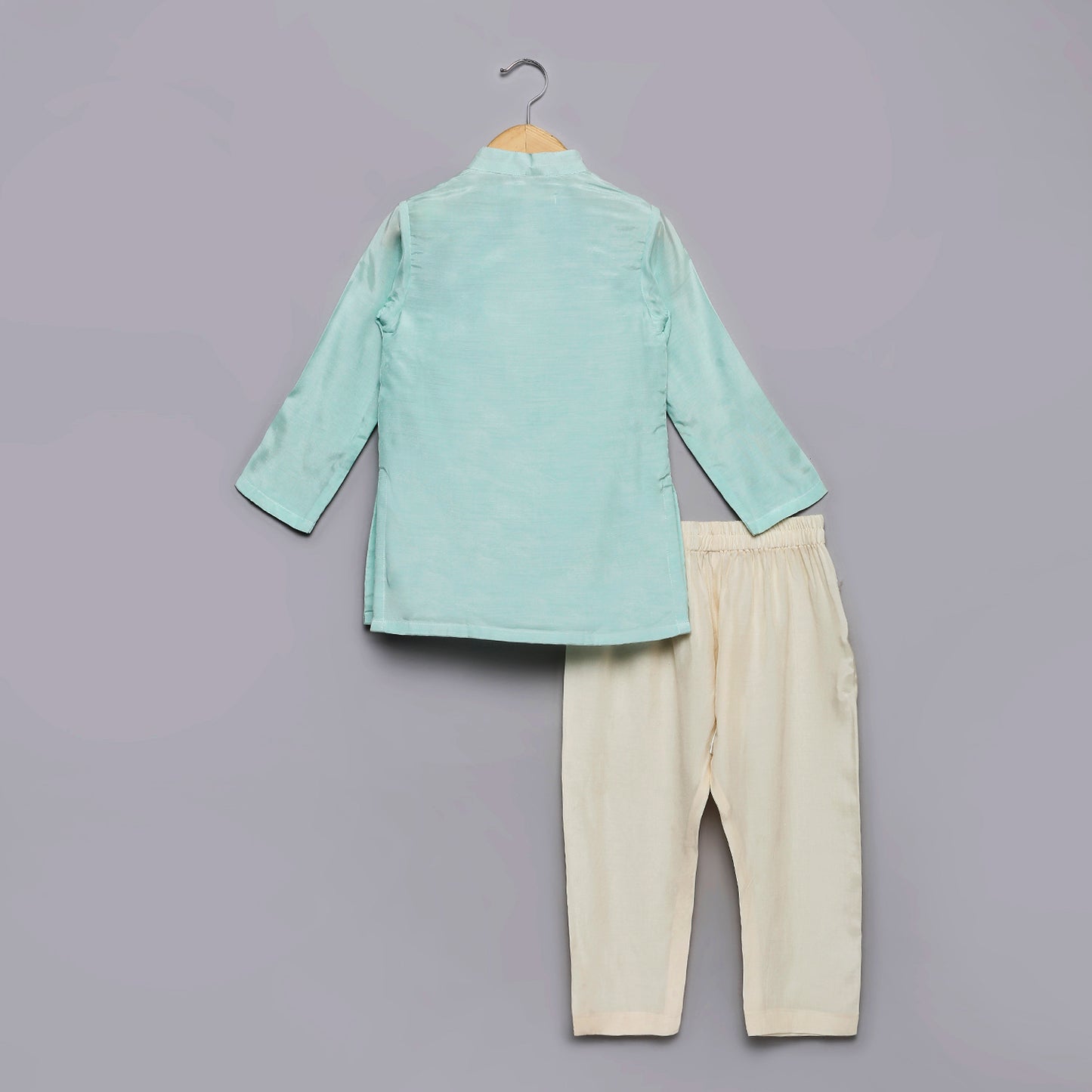 Multi-thread embroidered yoke baby blue kurta & pant set