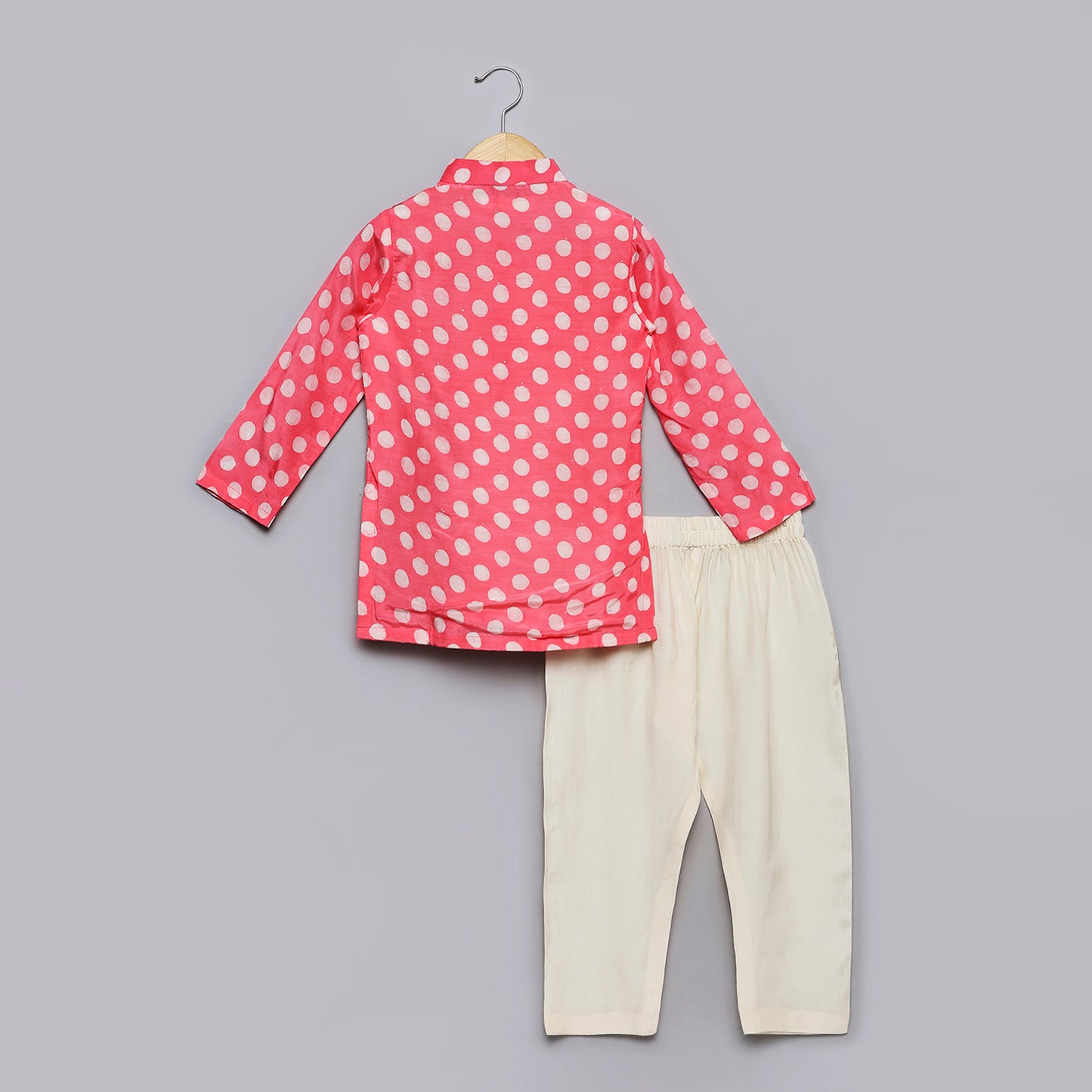 Hand embroidered polka dot kurta & pant set