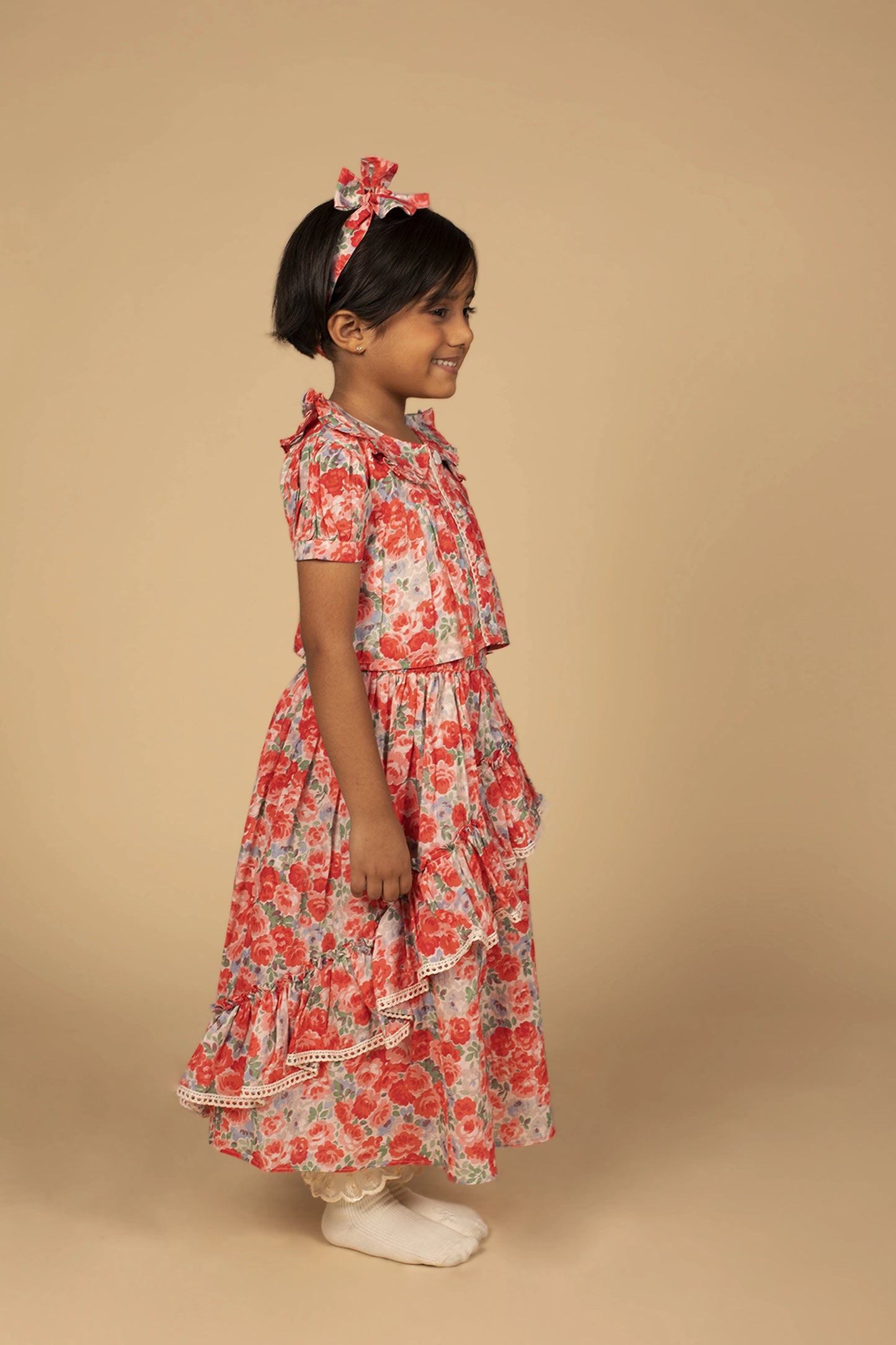 poochkie pink floral dress for kids