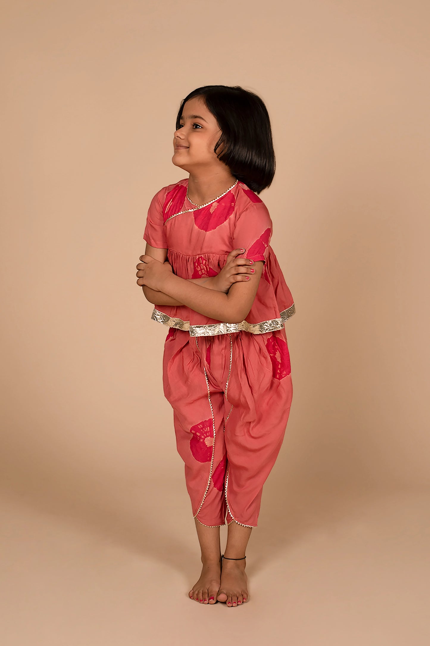 Pink Donuts Peplum & Dhoti Set