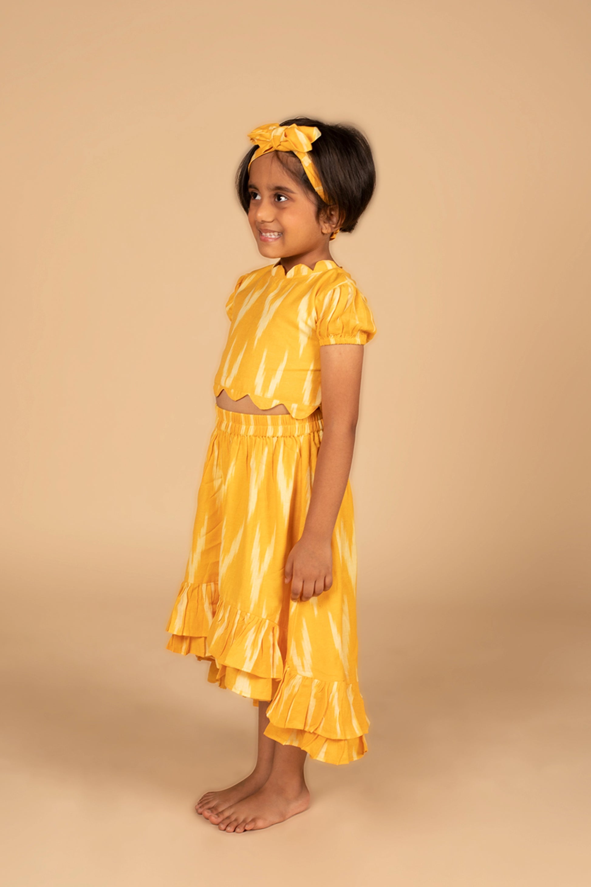 Poochkie musturd yellow  dress for kids