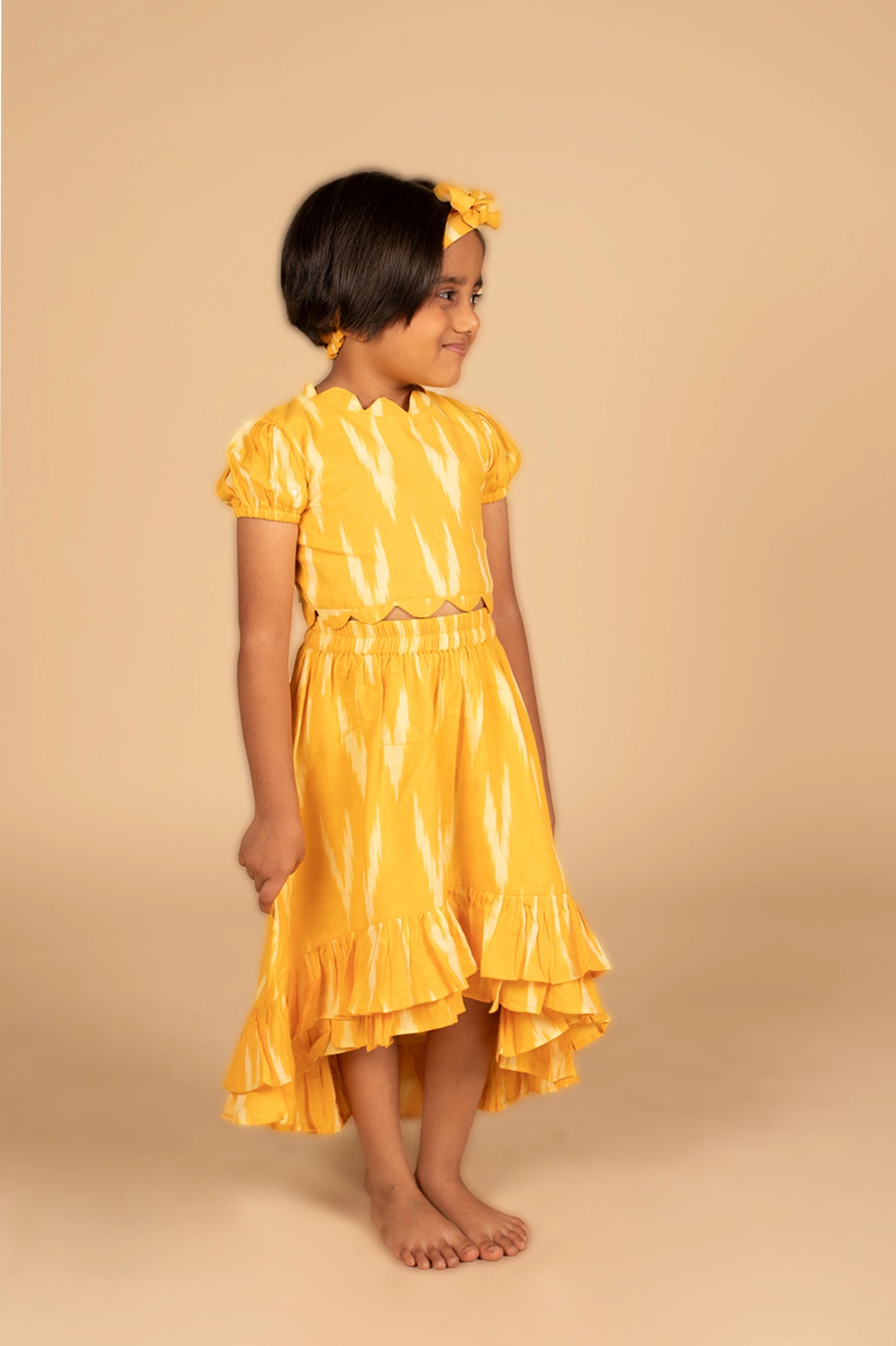 Poochkie musturd yellow  dress for kids