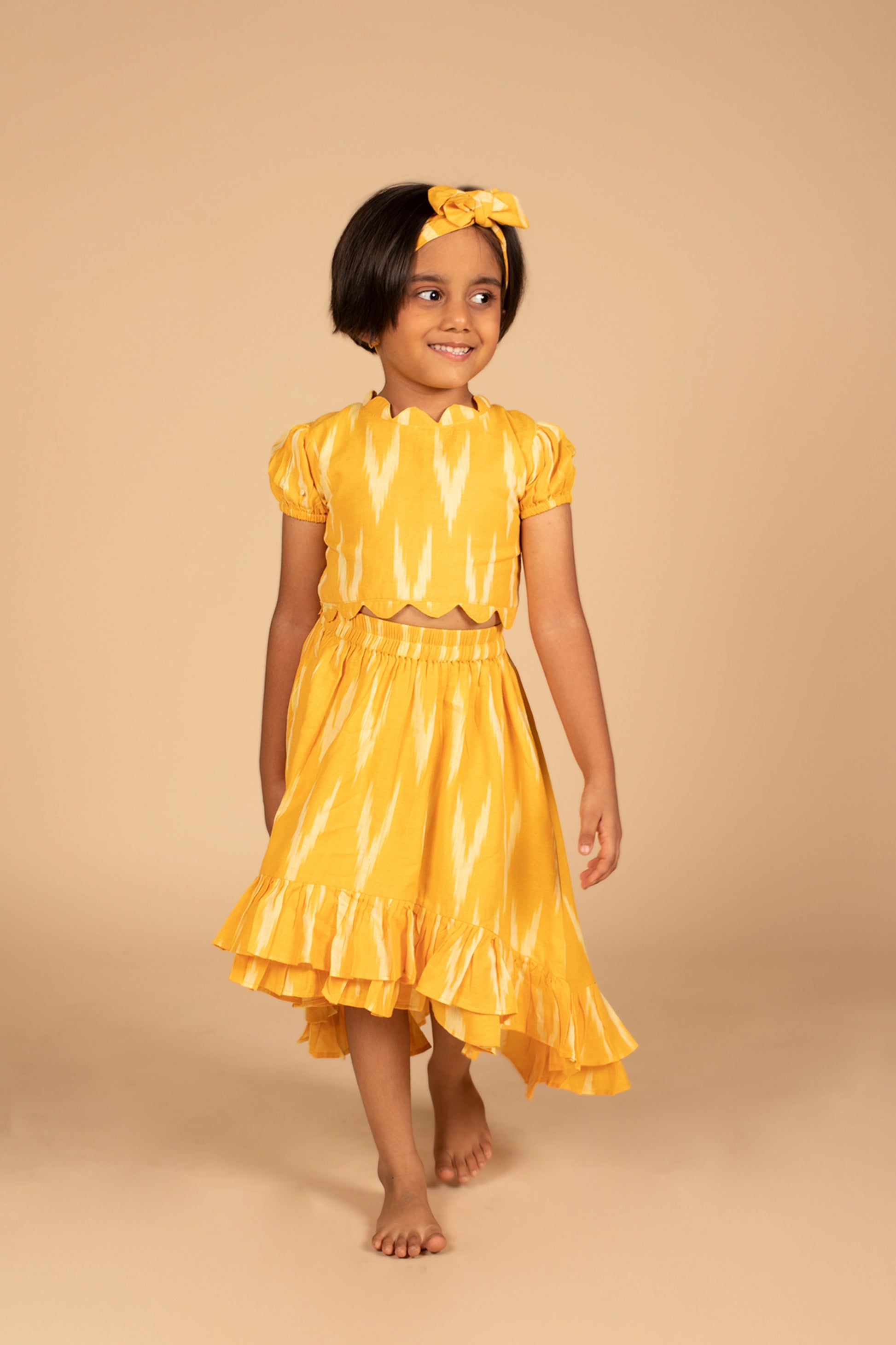 Poochkie musturd yellow  dress for kids