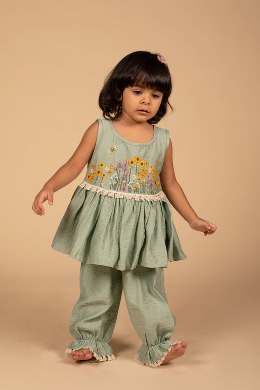 Sunflower Field Peplum Top and Pant Set