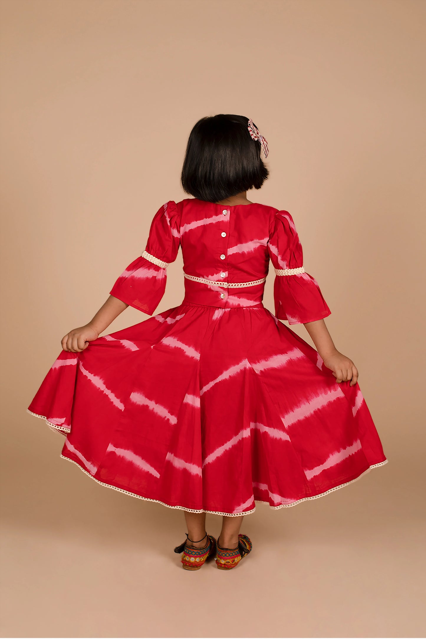 Poochkie red colour frock for kids