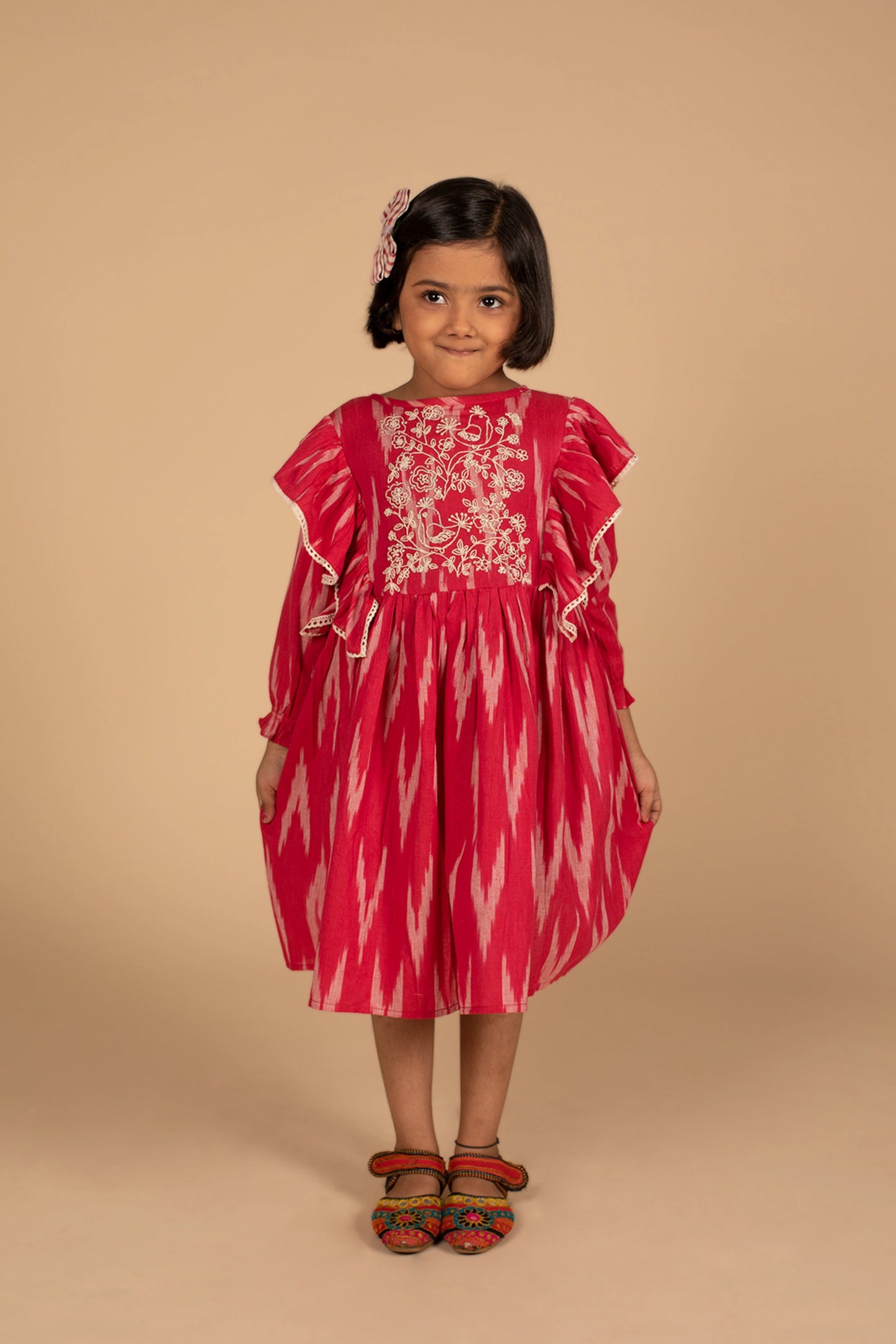 Poochkie red colour frock for kids