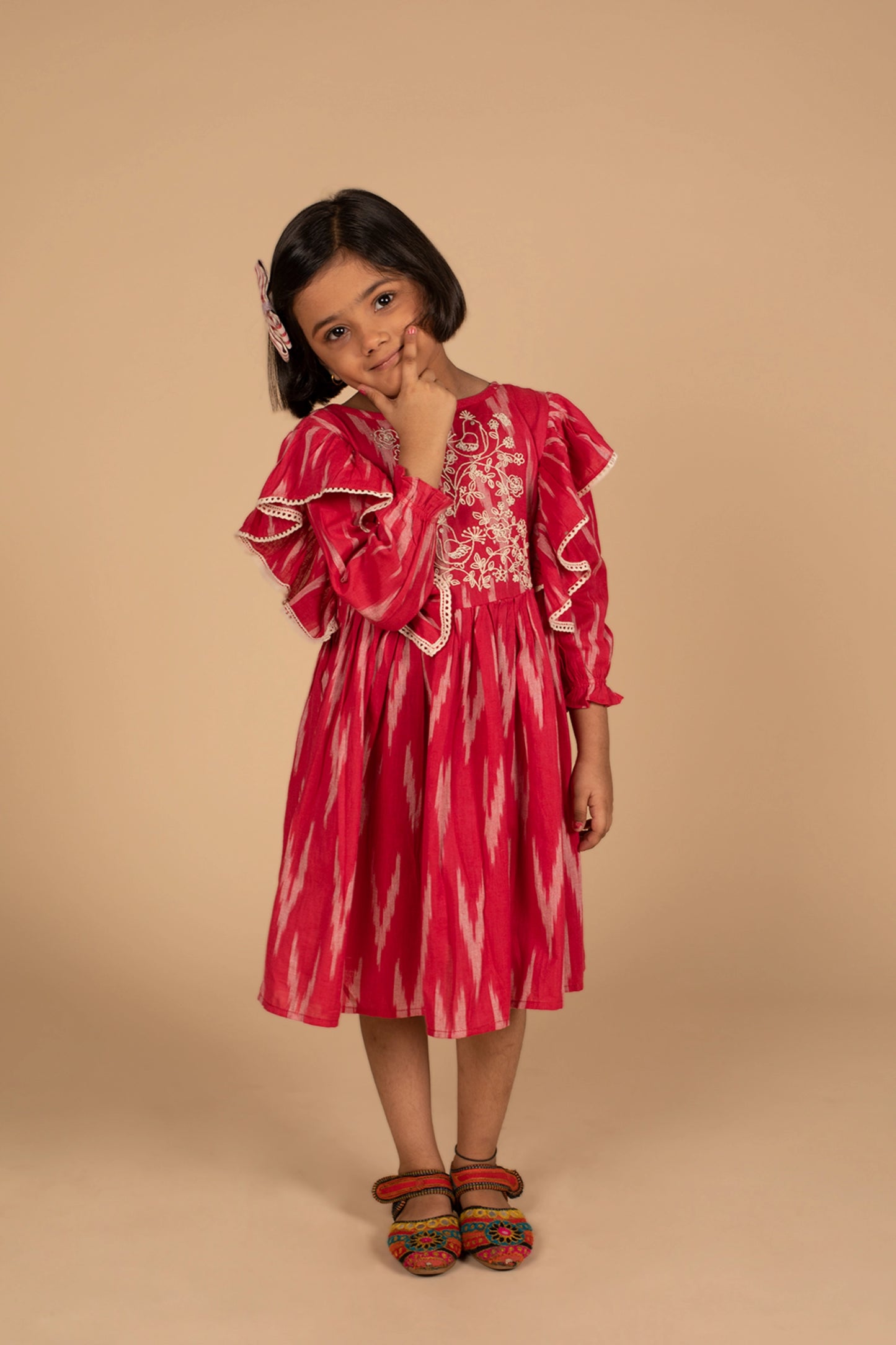 Poochkie red colour frock for kids