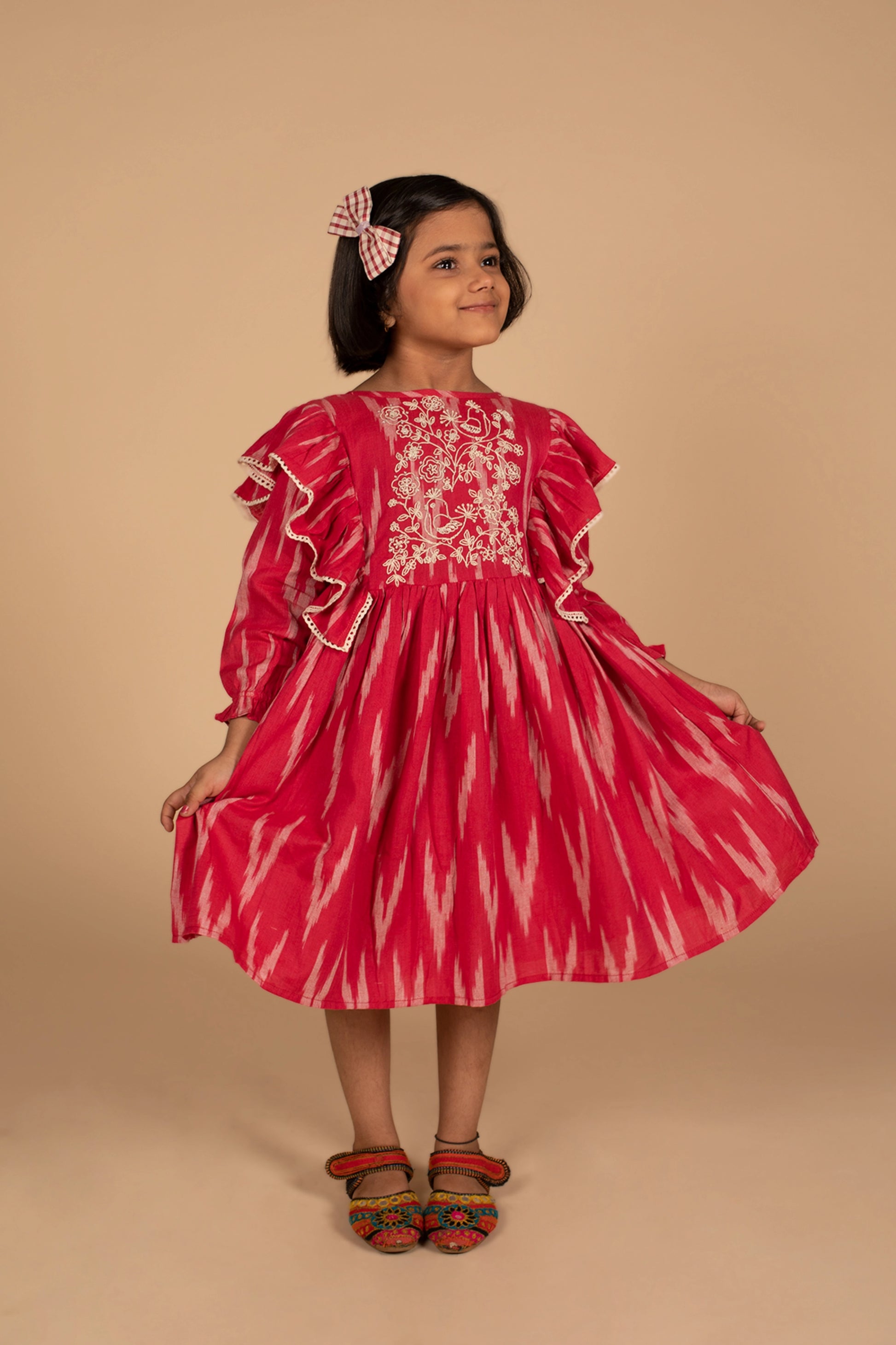 Poochkie red colour frock for kids