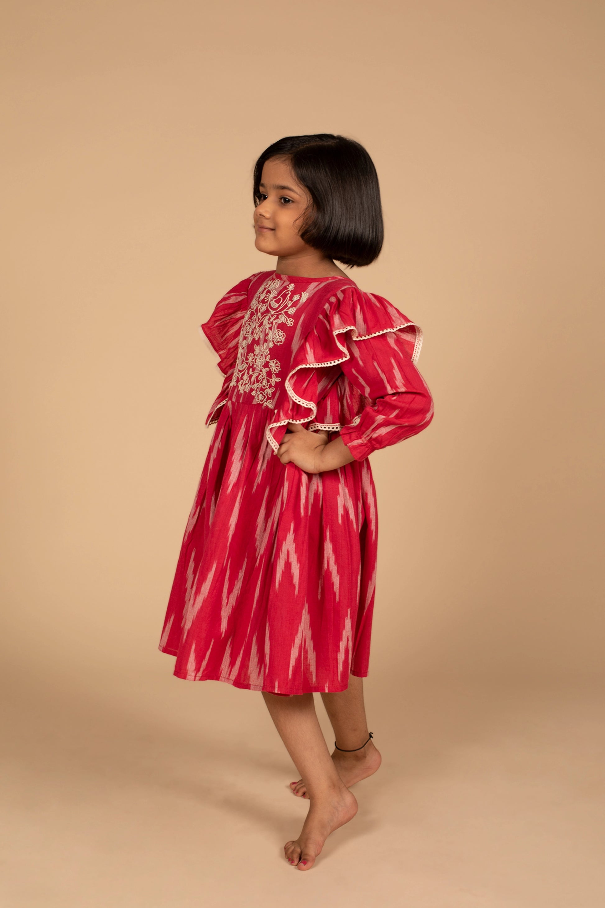 Poochkie red colour frock for kids