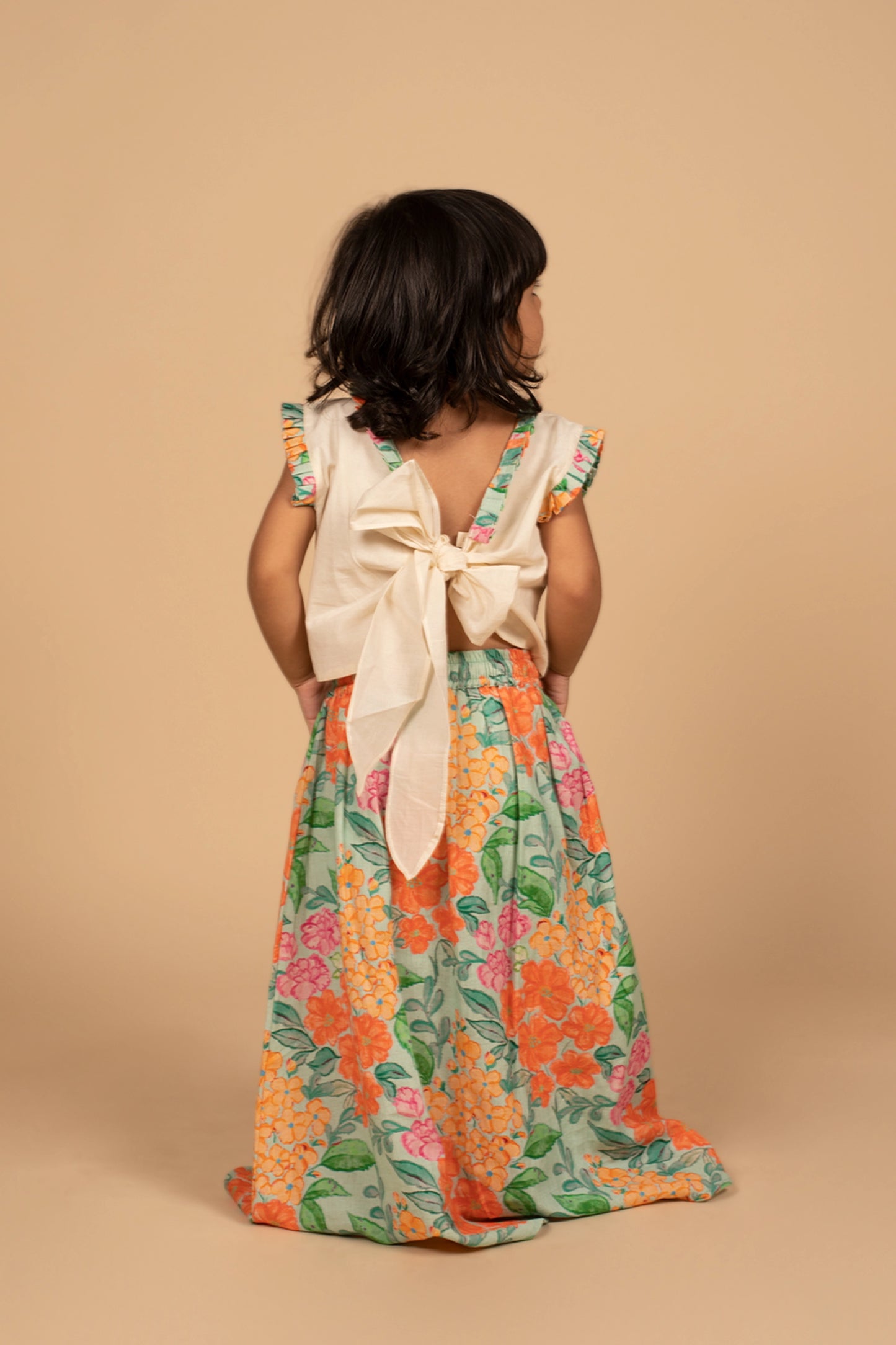 Poochkie white floral lehenga for kids