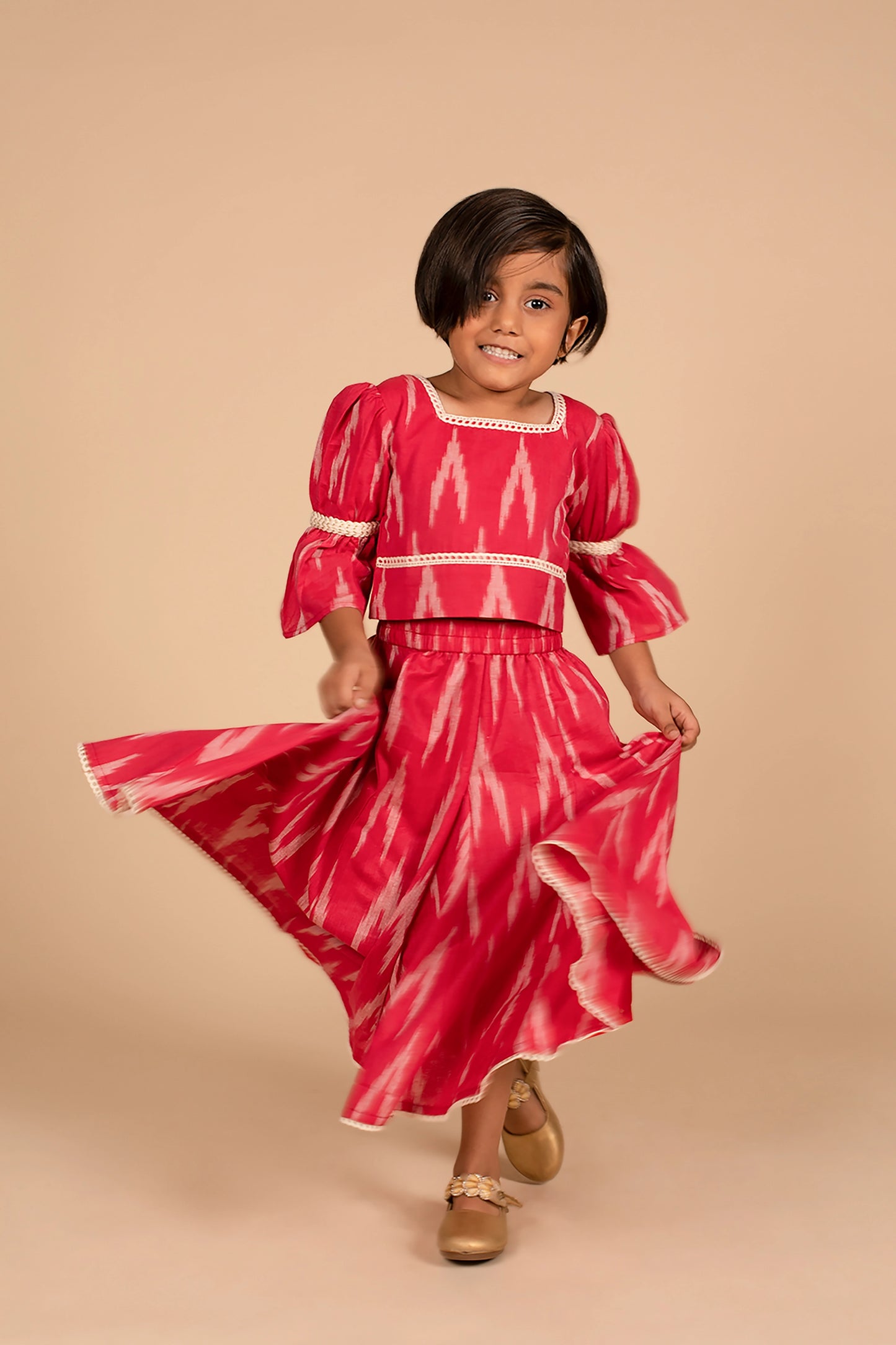  poochkie traditional red lehenga for kids