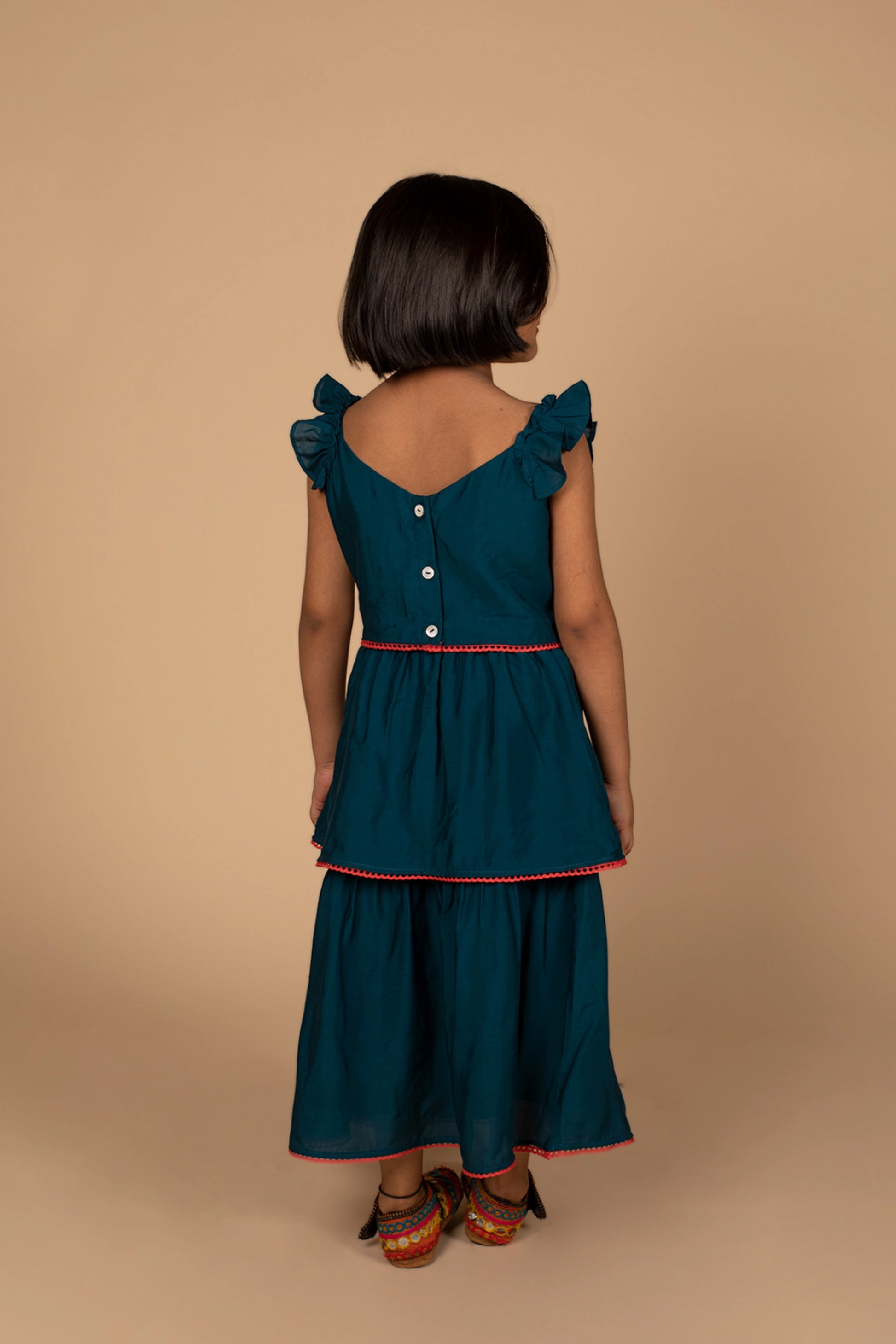 poochkie navy blue lehenga set for kids 