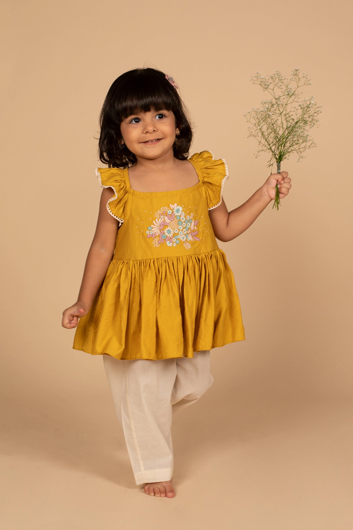 poochkie mustard yellow dress for kids 