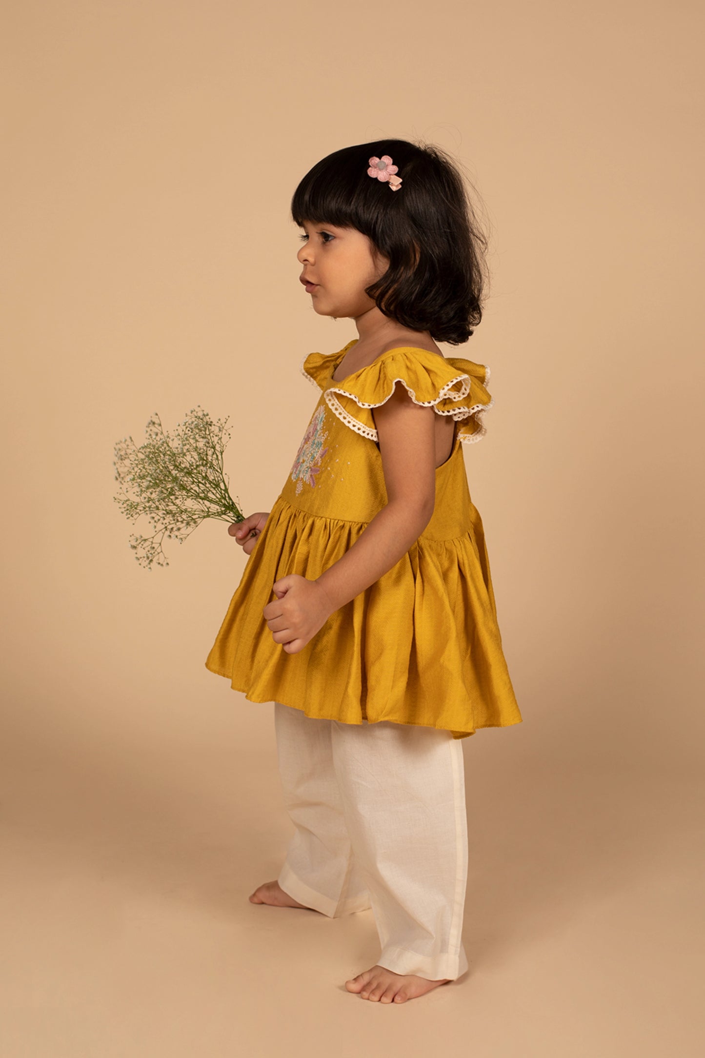 poochkie mustard yellow dress for kids 