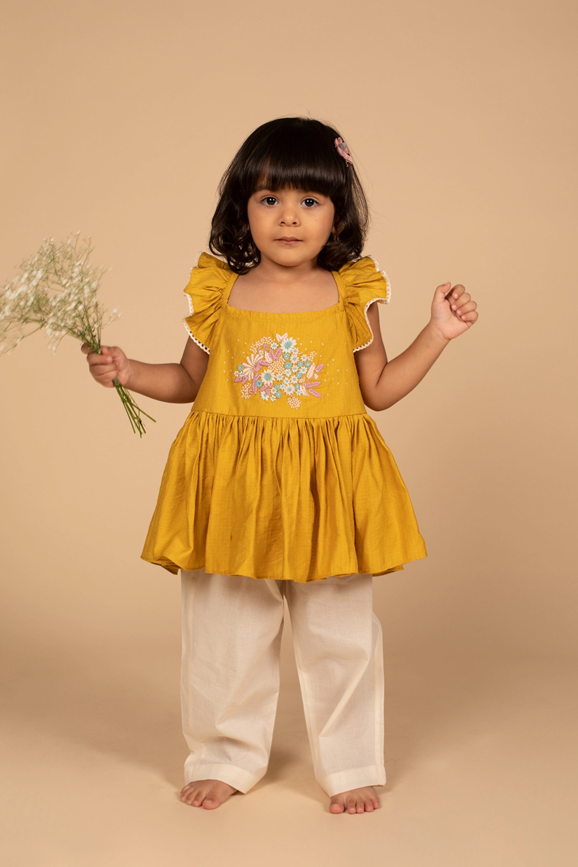 poochkie mustard yellow dress for kids 