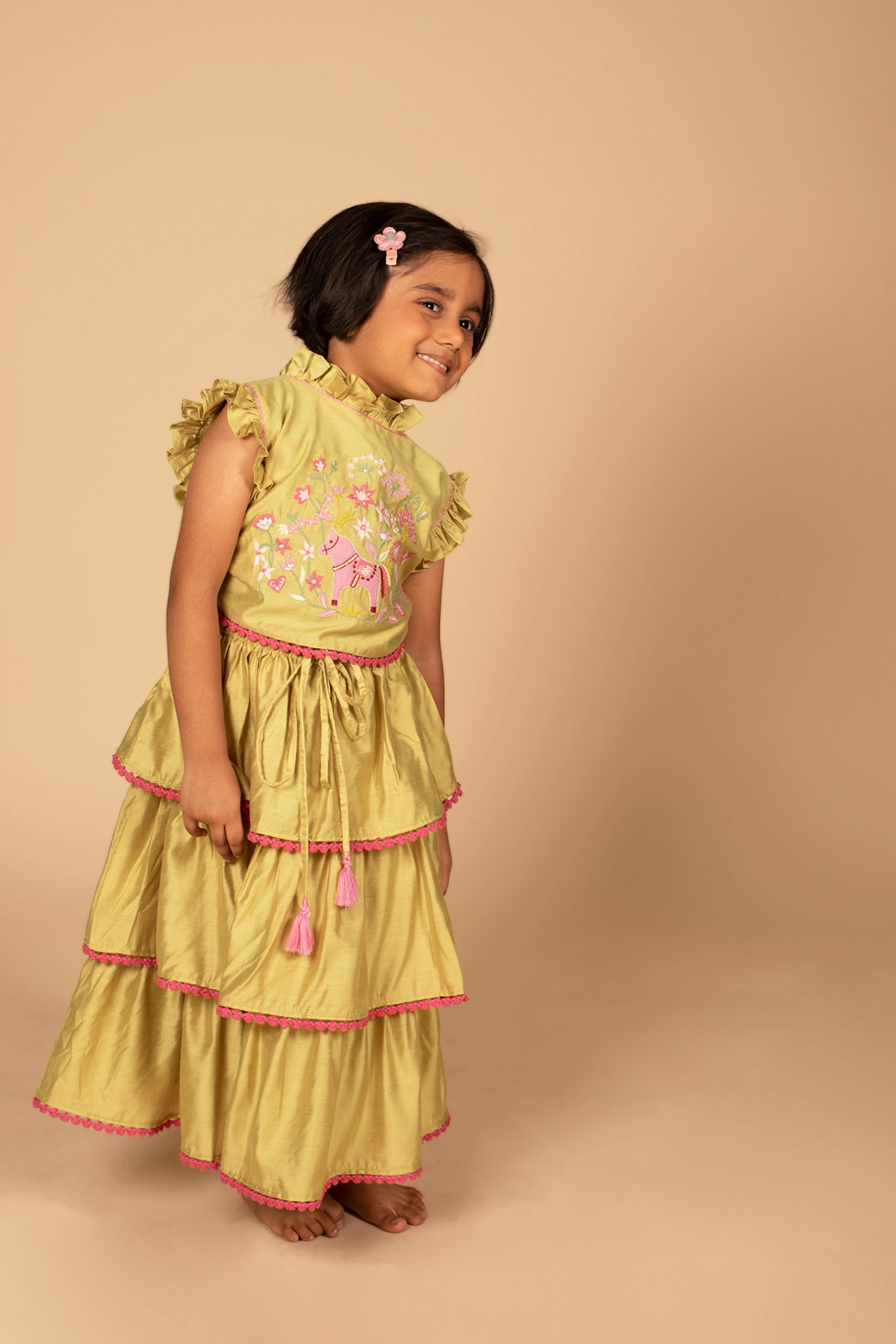 traditional pista  lehenga sets for kids