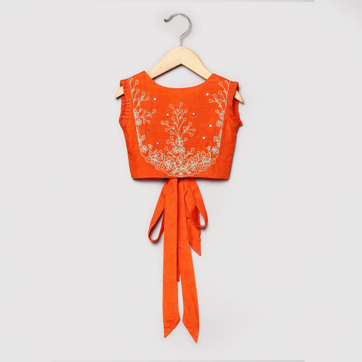 Orange Double Tie-up Embroidered Lehenga Choli