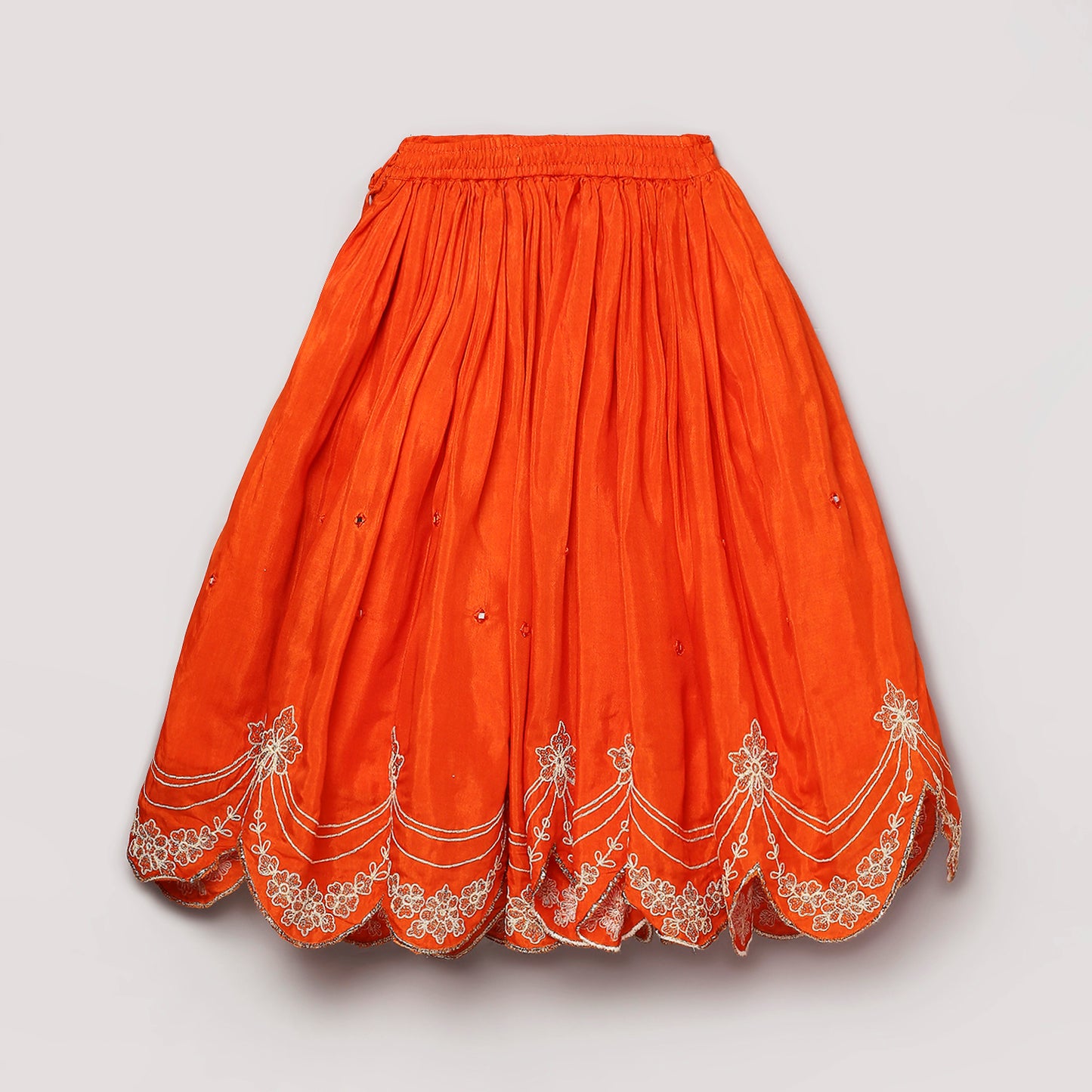 Orange Double Tie-up Embroidered Lehenga Choli