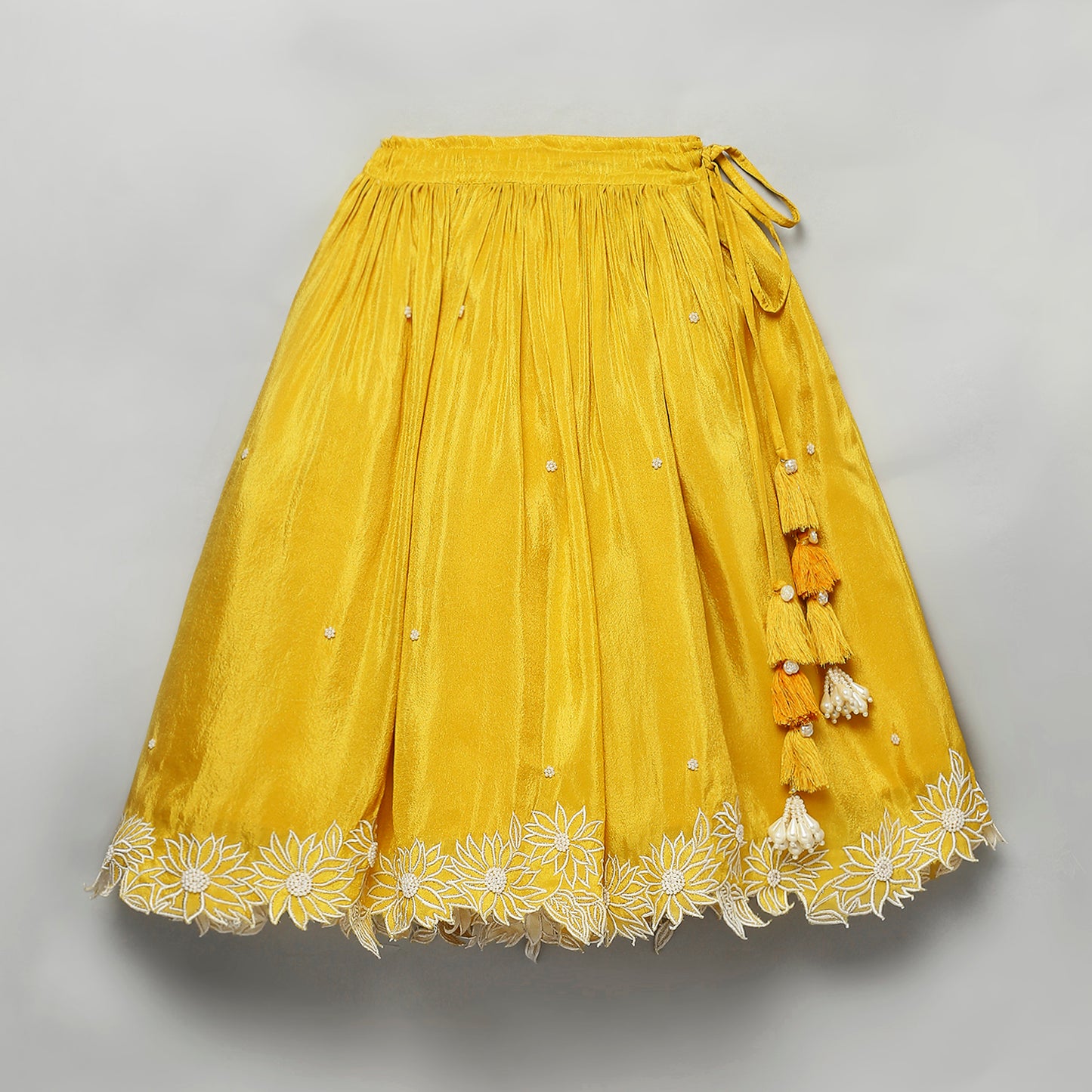 Yellow Floral Moti Lehenga Set