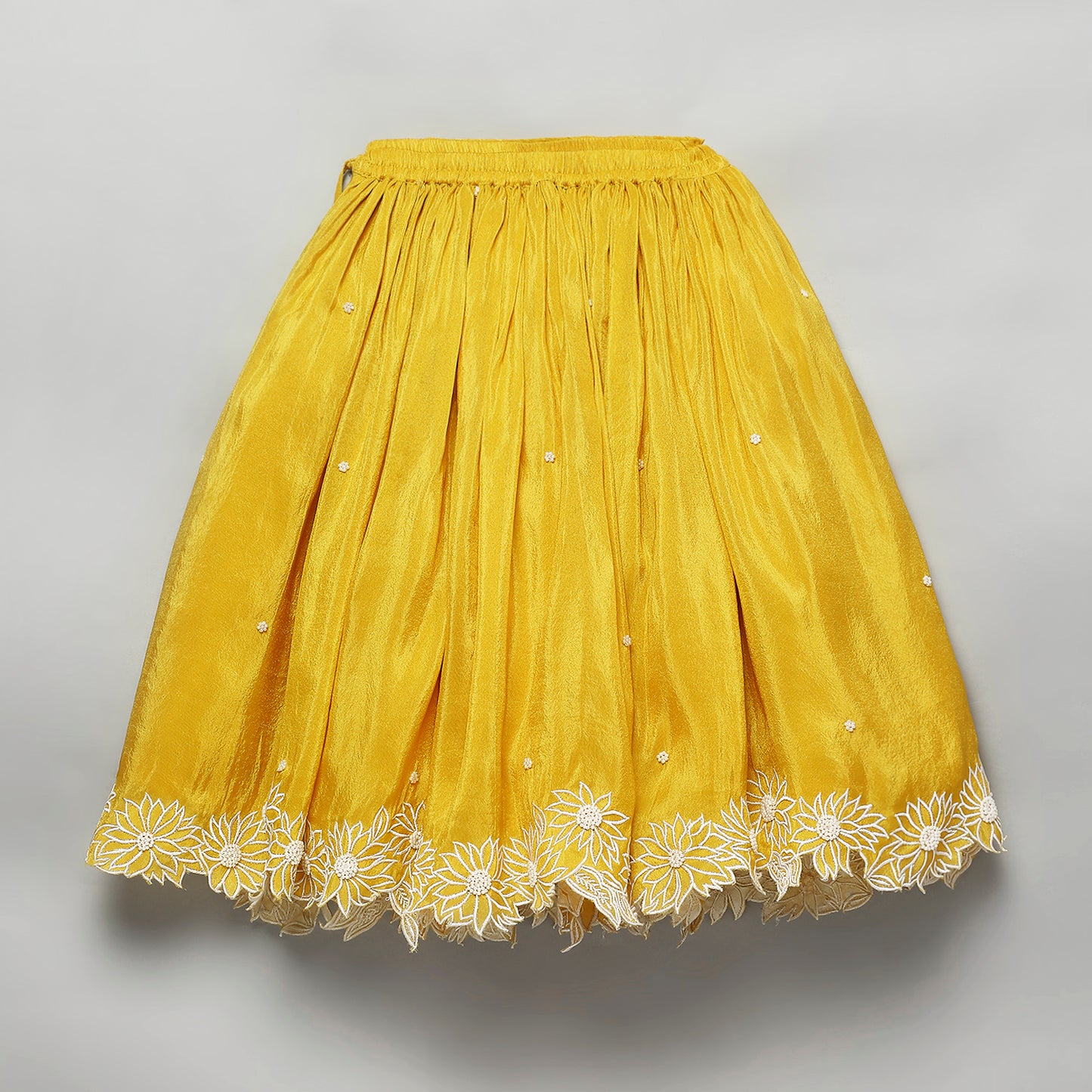 Yellow Floral Moti Lehenga Set