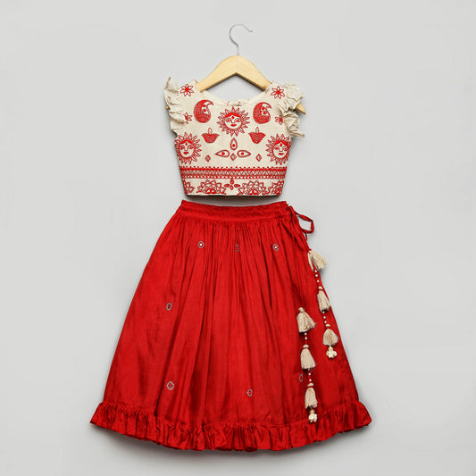 Red Sun Lehenga Set