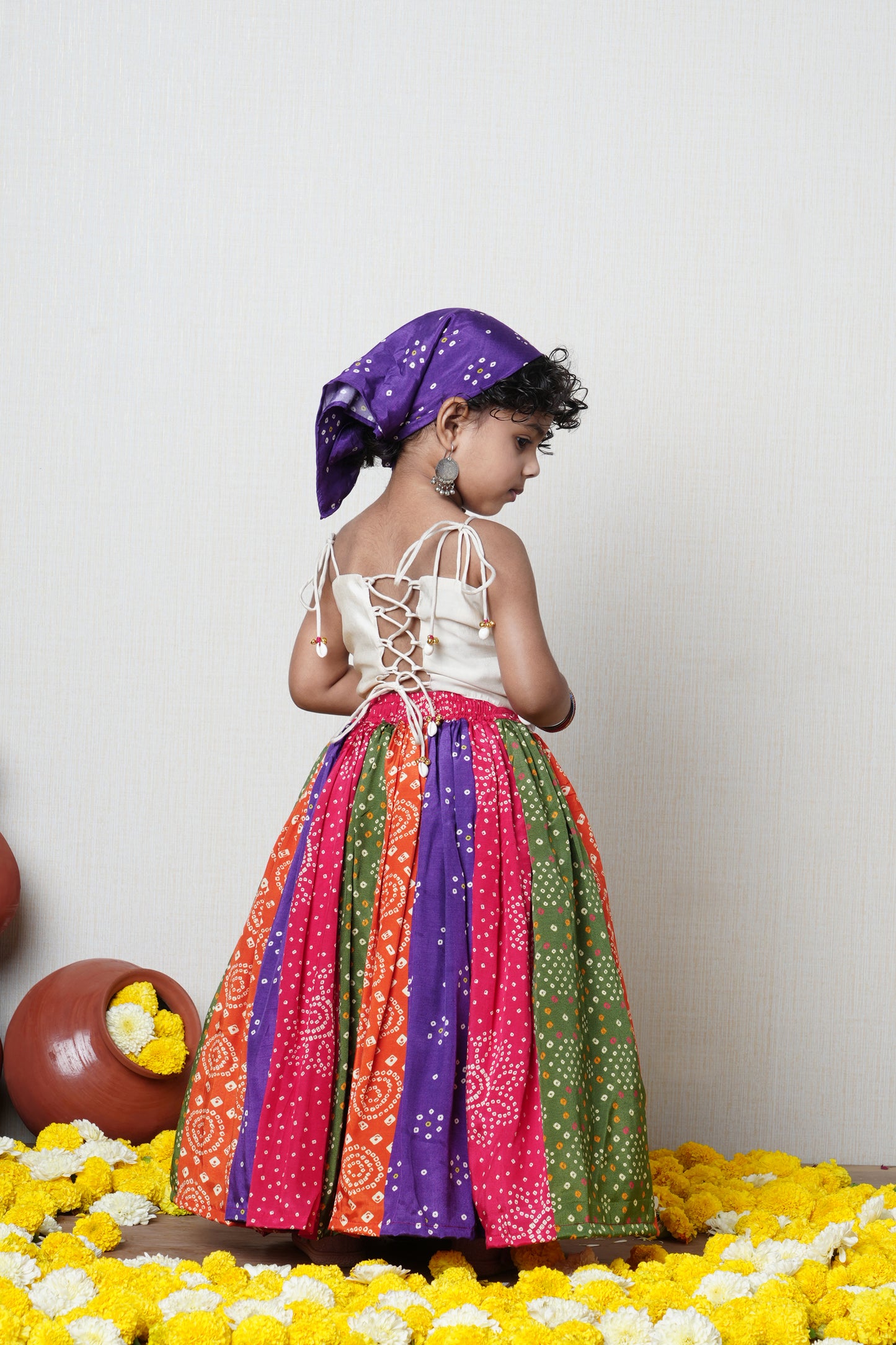 White strappy top with multicolour thread and mirror hand embroidery