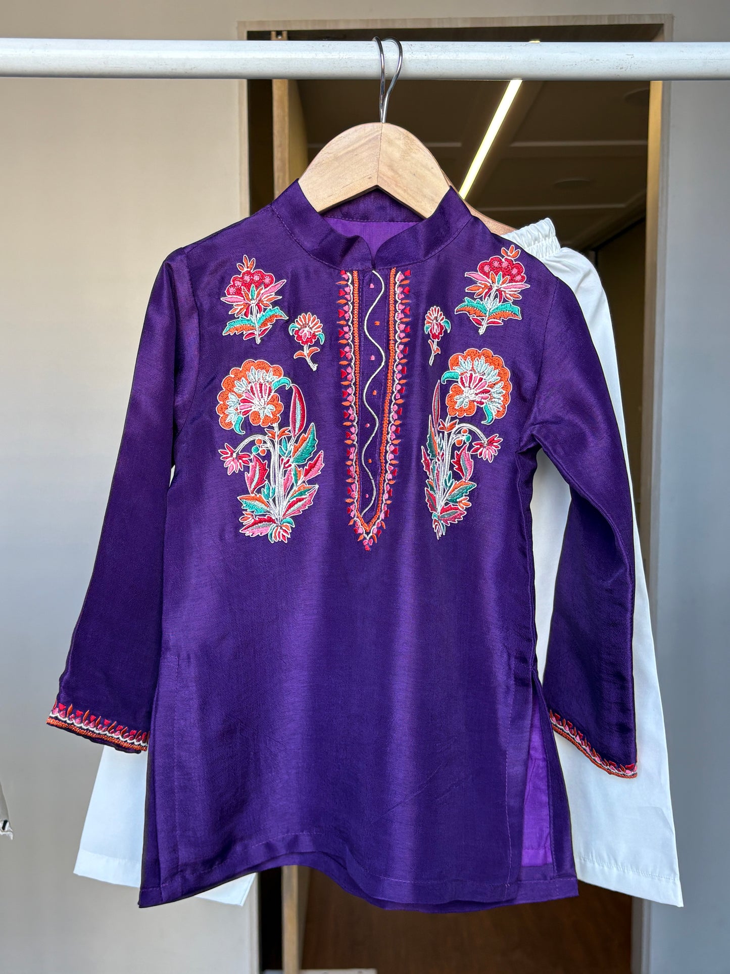 Purple Embroidery Kurta Pant Set